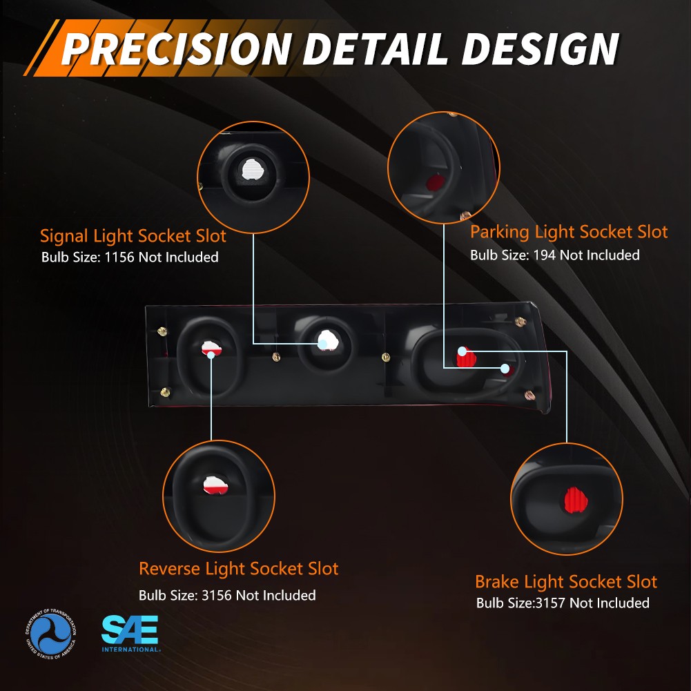 2PCS Red Lens Rear Tail Lights Brake Signal Lamps For 1987-1993 Ford Mustang