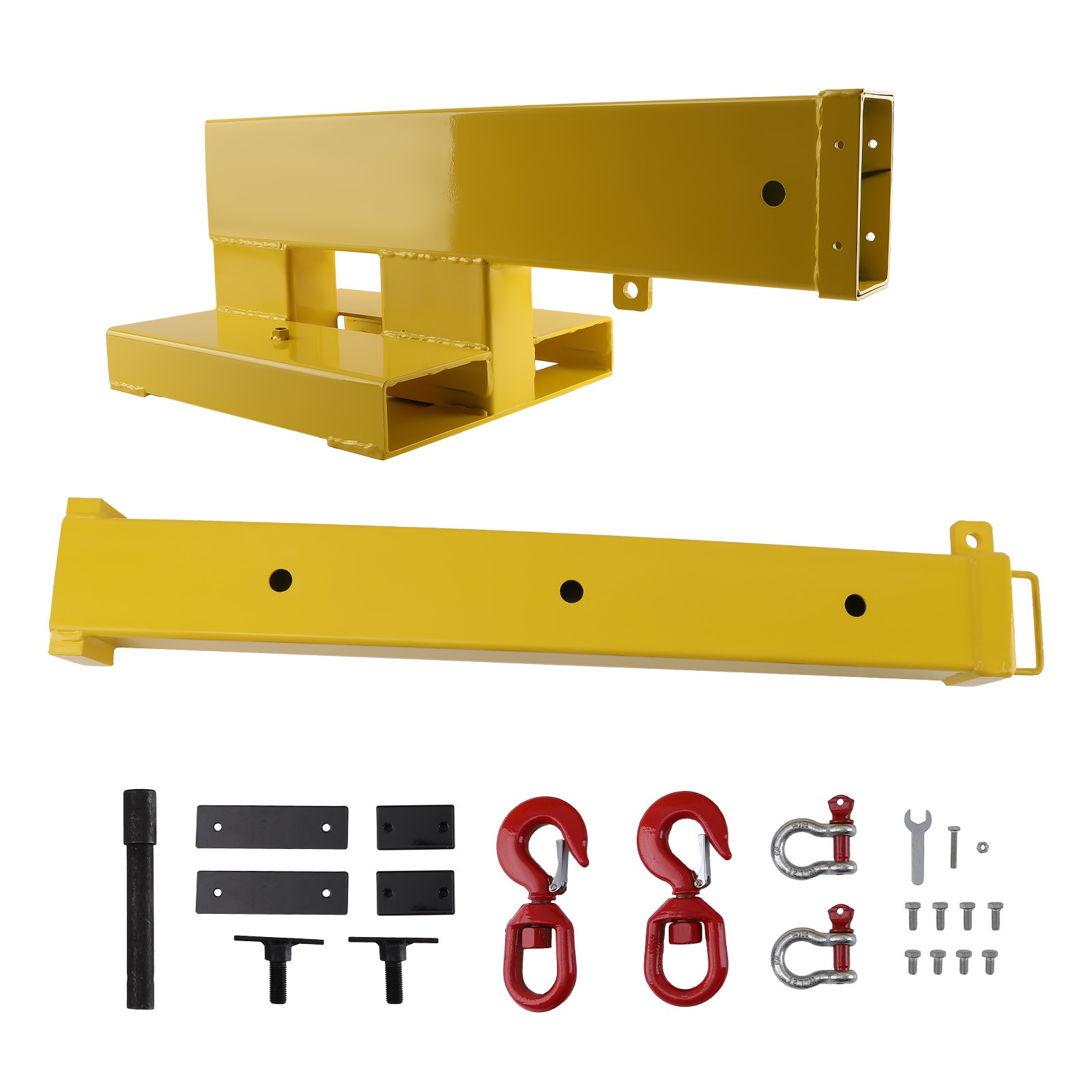 Heavy-Duty Steel Forklift Jib Boom - 47.25"-77" Adjustable Hooks Tool NEW