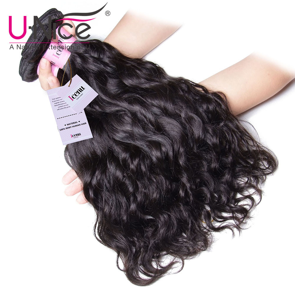 UNice Hair Indian Natural Wave 100% Human Hair Extensions 1-3 Bundles Hair Wefts