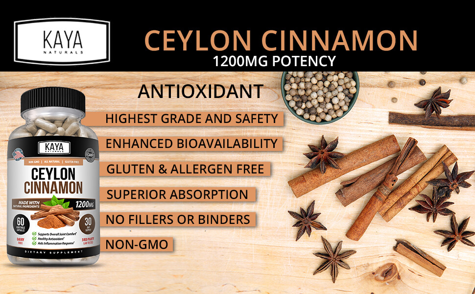 True Organic Ceylon Cinnamon Capsules 1200mg Highest Potency Blood Sugar Support