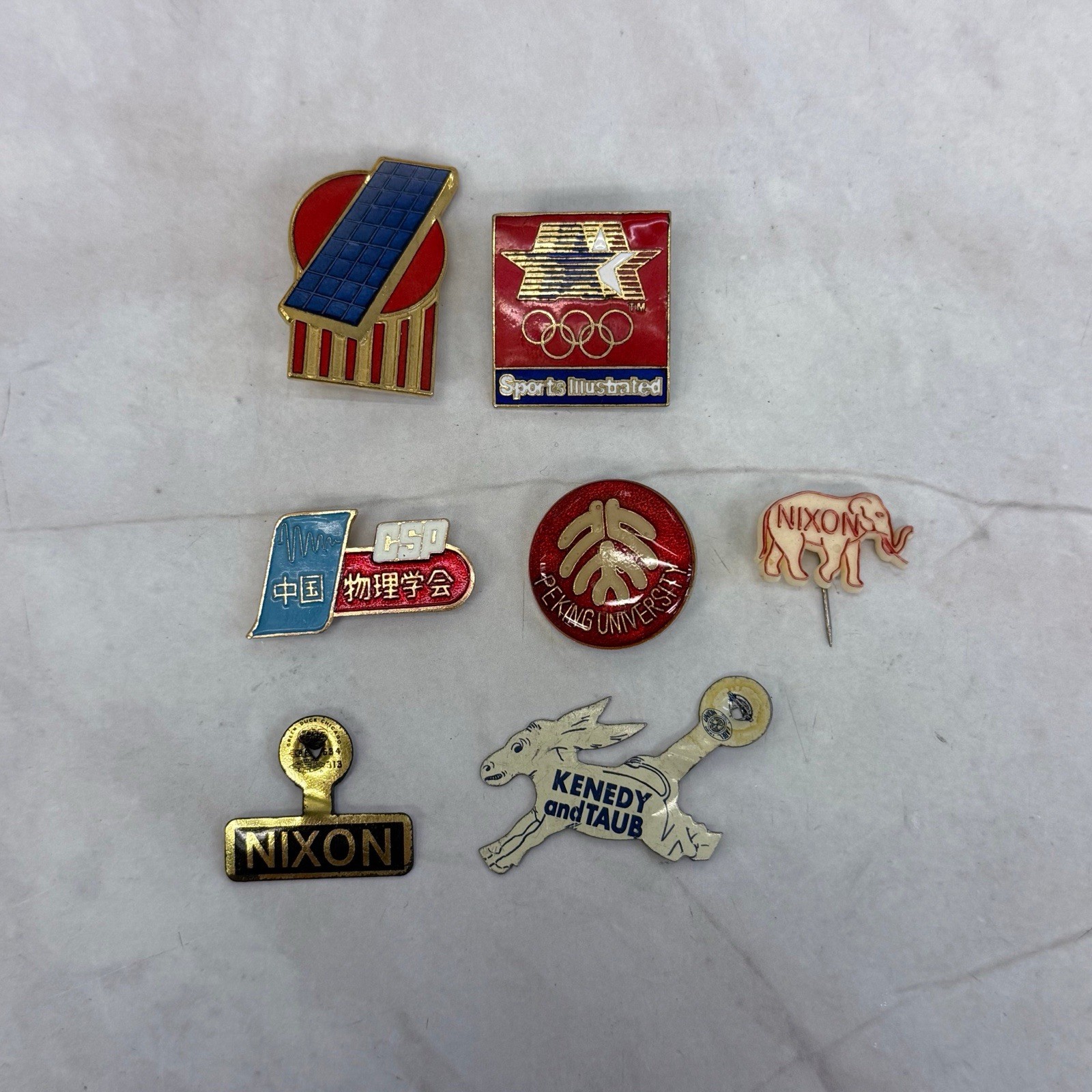 Vintage Political Pinback Button & Tobacco Tin Lot Reagan JFK Nixon 27 pcs