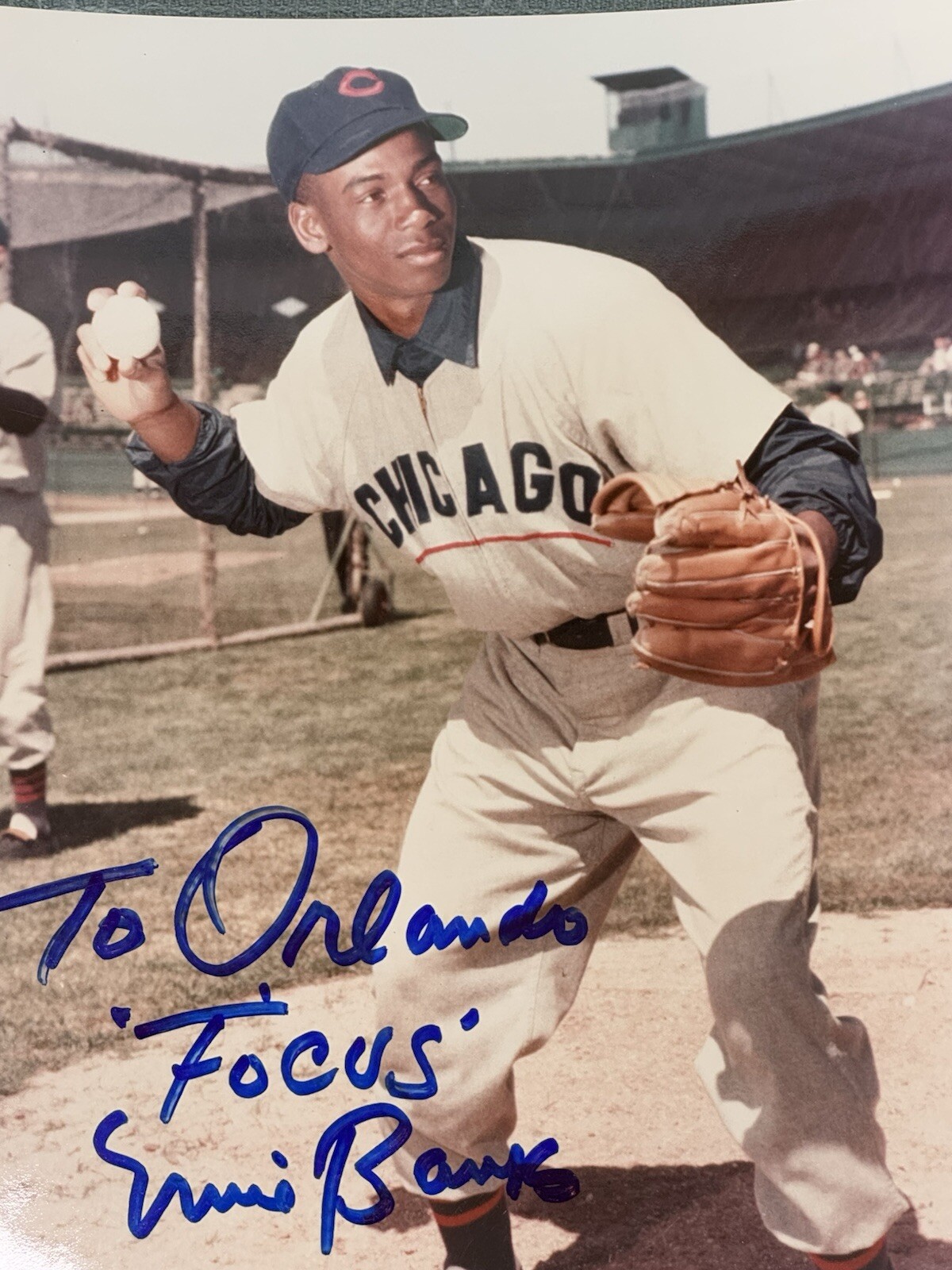 Orlando Cepeda Personally Owned Personalized Ernie Banks Autograph Photograph