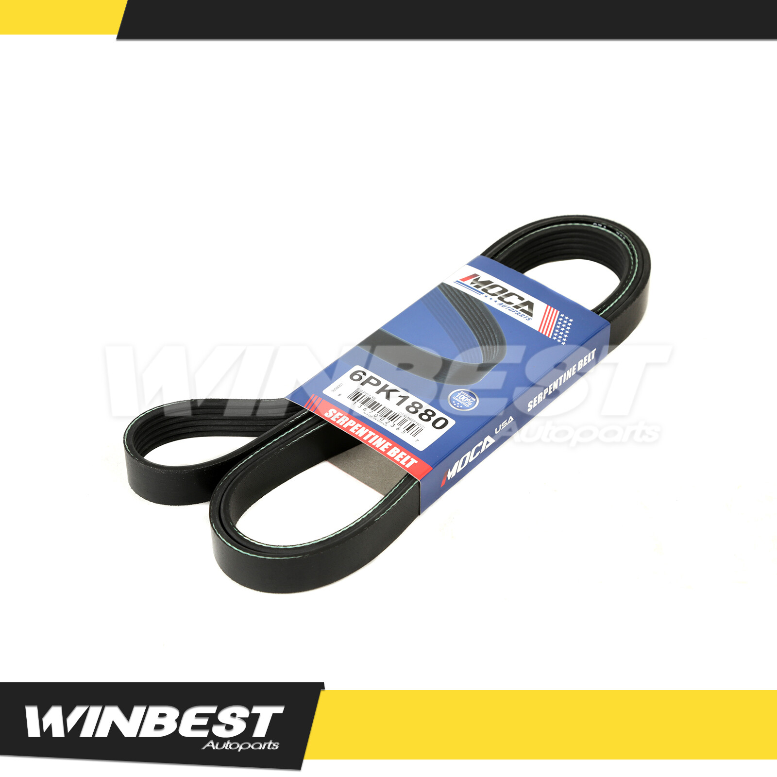 Serpentine Belt 6PK1880 for Audi Chevrolet Ford Toyota Volkswagen 1.8L 2.8L 3.0L