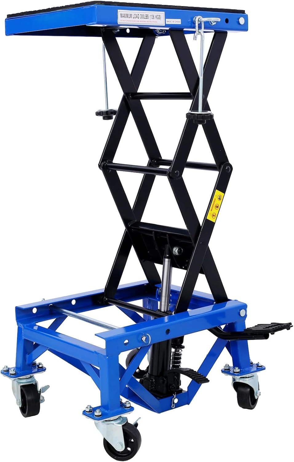 300 Lbs Hydraulic Motorcycle Scissor Jack Lift Foot Step Wheels Stand Lift Table