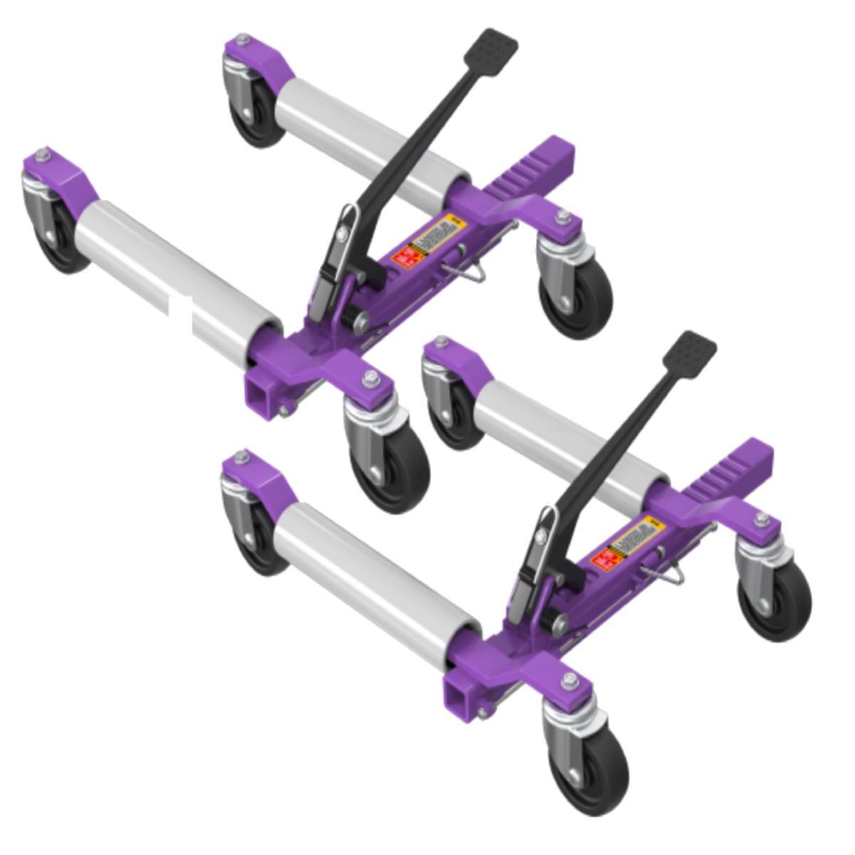 Car Wheel Dolly Jack Set, 1500-lbs, 12" Ratchet, 2 Pieces for Repair Purple