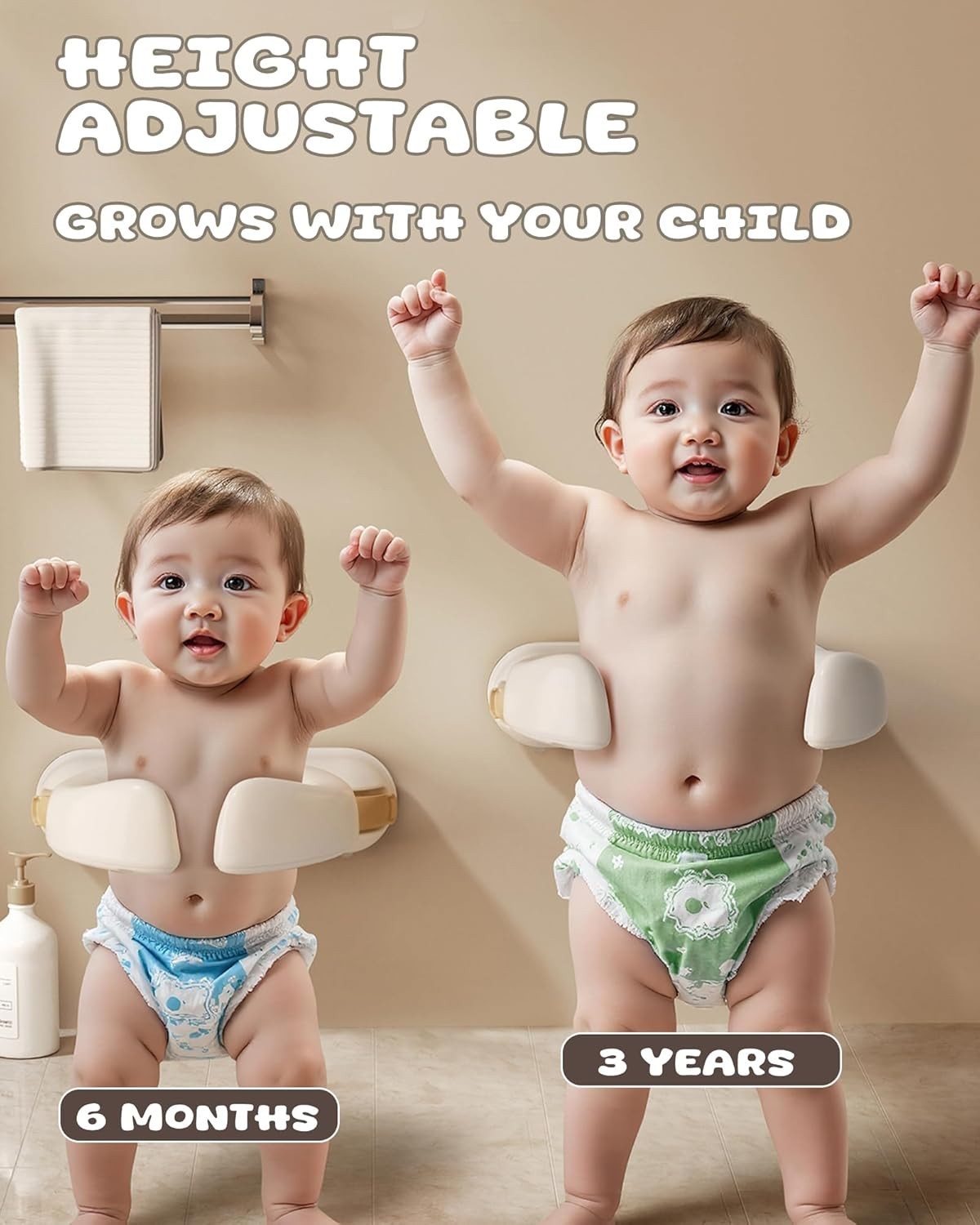 Foldable Baby Shower Support Seat with Strong Suction for Infants 6+