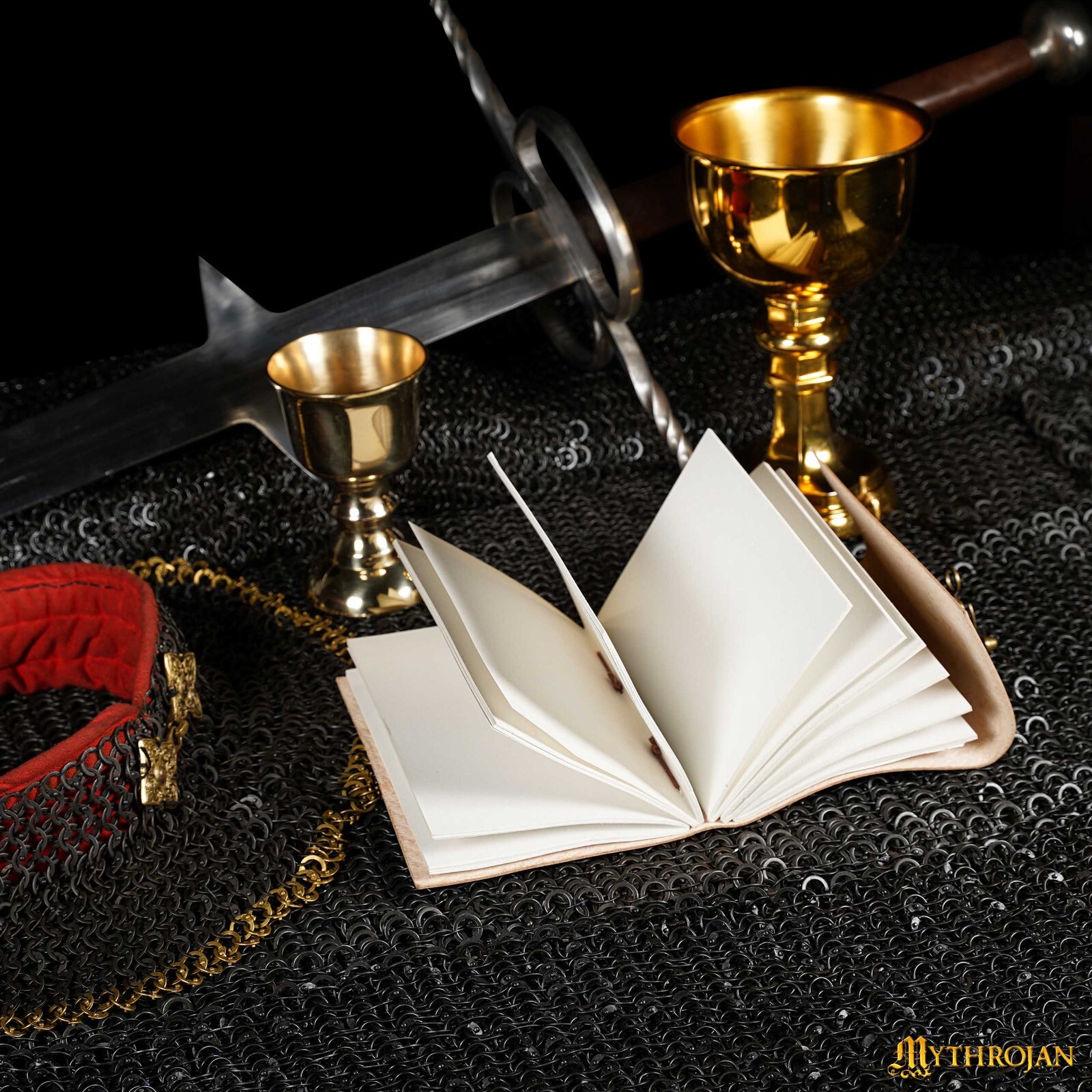 Medieval Leather Journal with Lockable Closure Diary Paper Notebook Book Brown