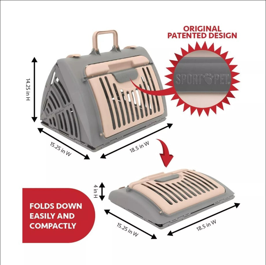 🔥Cat Carrier with Bed Foldable Travel Cat Carrier Up to 25lbs-Sport Pet Designs