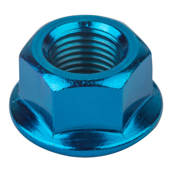 MCS BMX STEEL ED PLATED 3/8" x 26 tpi AXLE NUTS PAIR BLUE