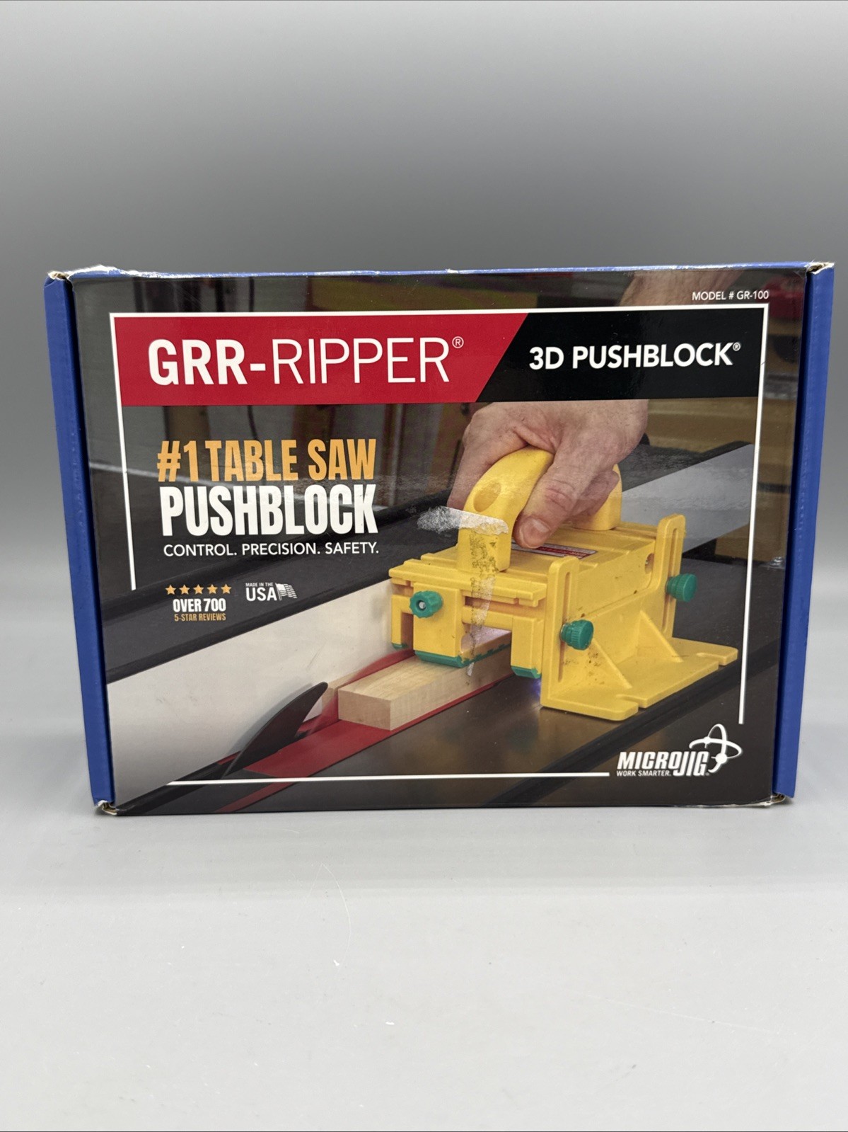 MicroJig GRR-RIPPER GR-100 3D Pushblock Table Saw Push Block Complete in Box