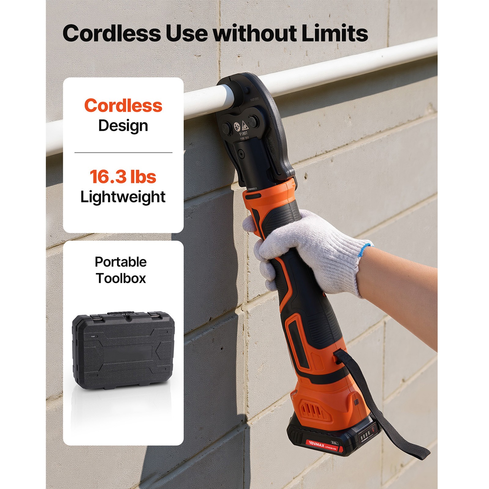 Uimoso 18V Cordless Mini Press Tool Kit for PEX Pipe and Copper Rings