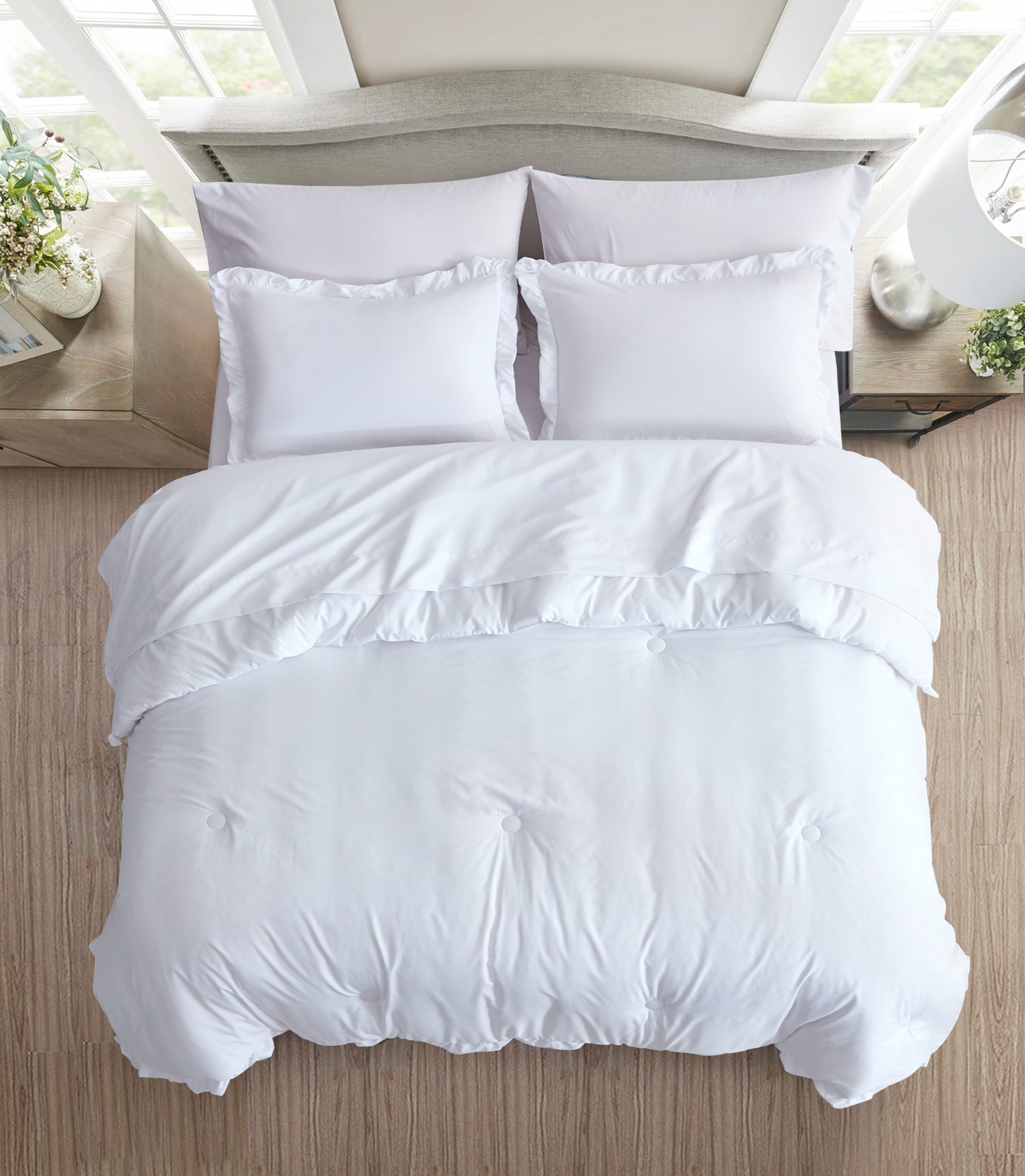 Chezmoi Collection Eleanora Bed in a Bag Comforter Set w/ Ruffle Edge Trim