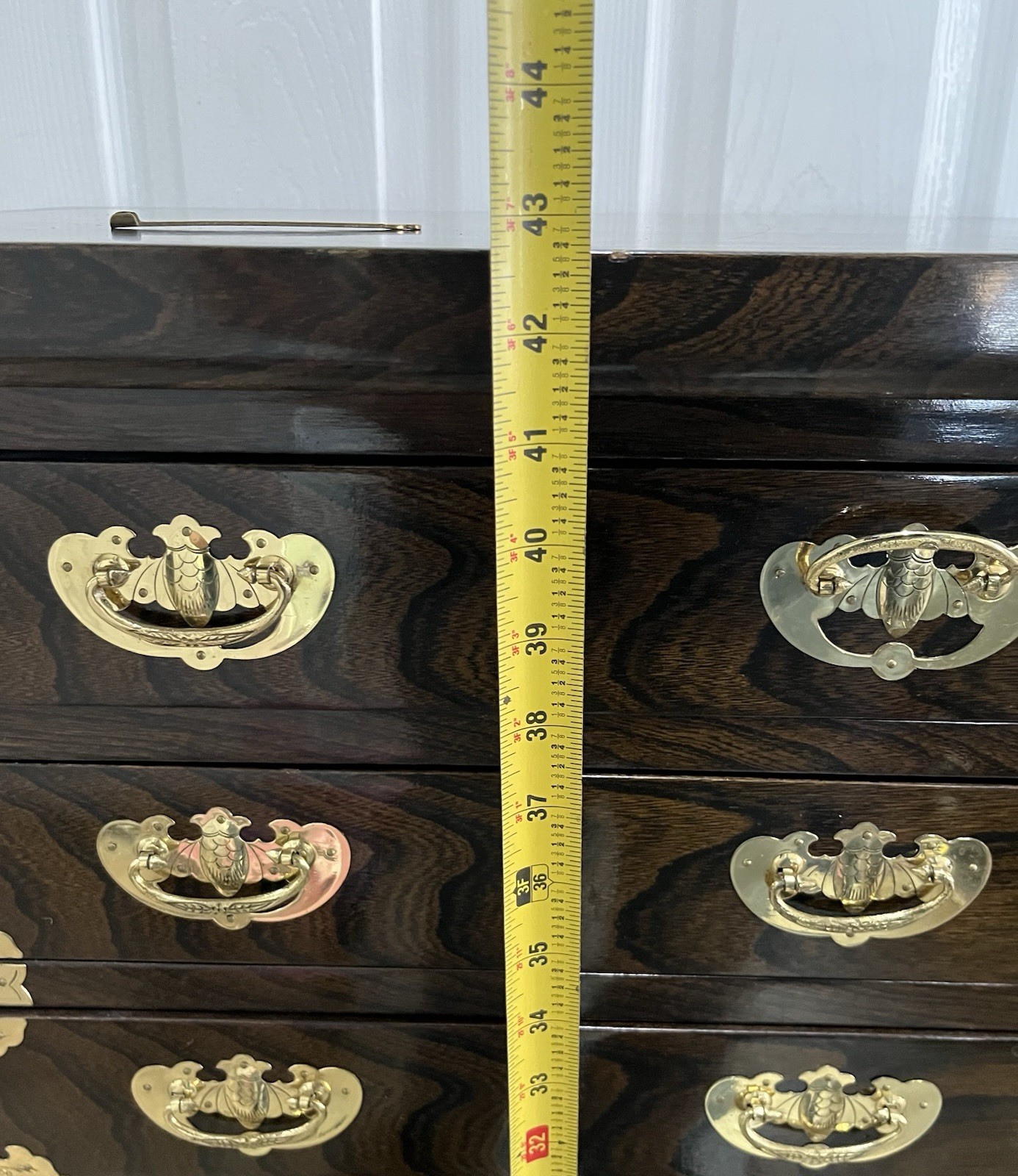 Antique 2 Piece Korean Elmwood Tansu Chest Hall Cabinet Asian Chest Of Drawers