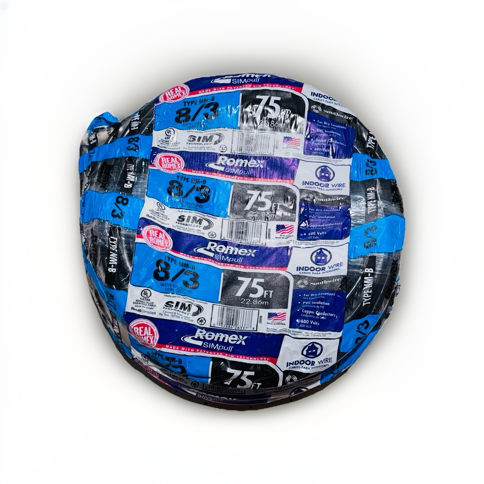 75’- Feet Southwire 8/3 Romex SIMpull Type NM-B Wire, House, Commercial Wire