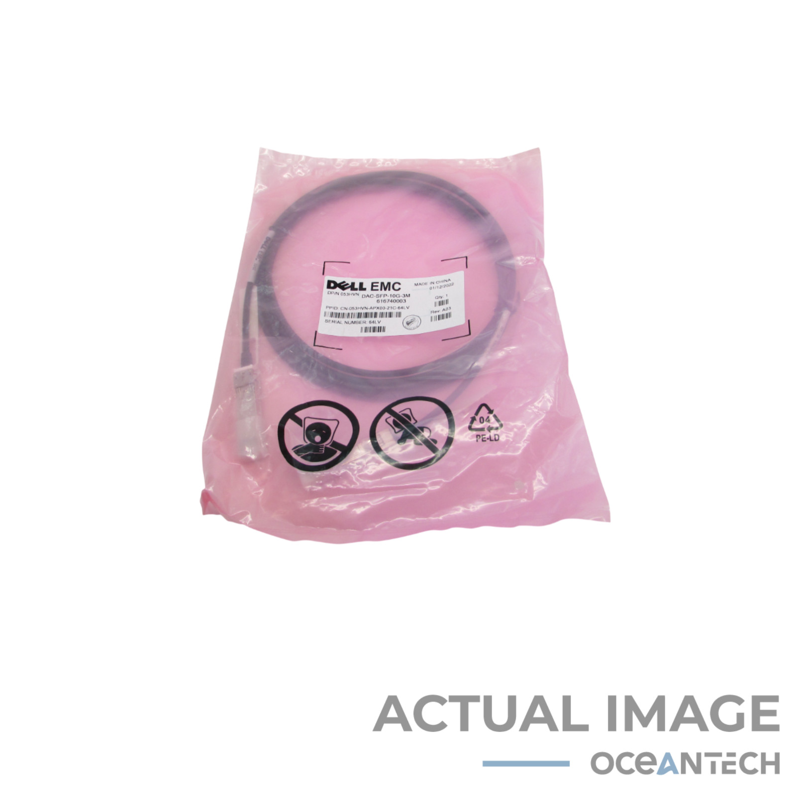 Dell Networking Cable SFP+ to SFP+ 10GBe Twinax 3 meter cable 053HVN