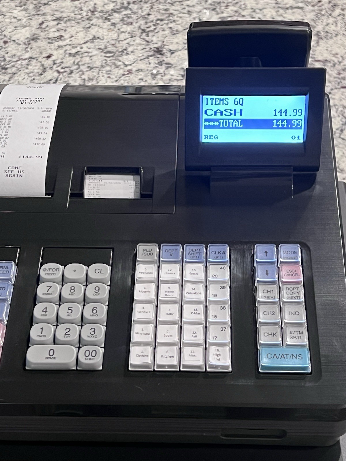 Sharp XE-A407 Cash Register Dual Thermal Printer with Keys, Cash Drawer & Manual
