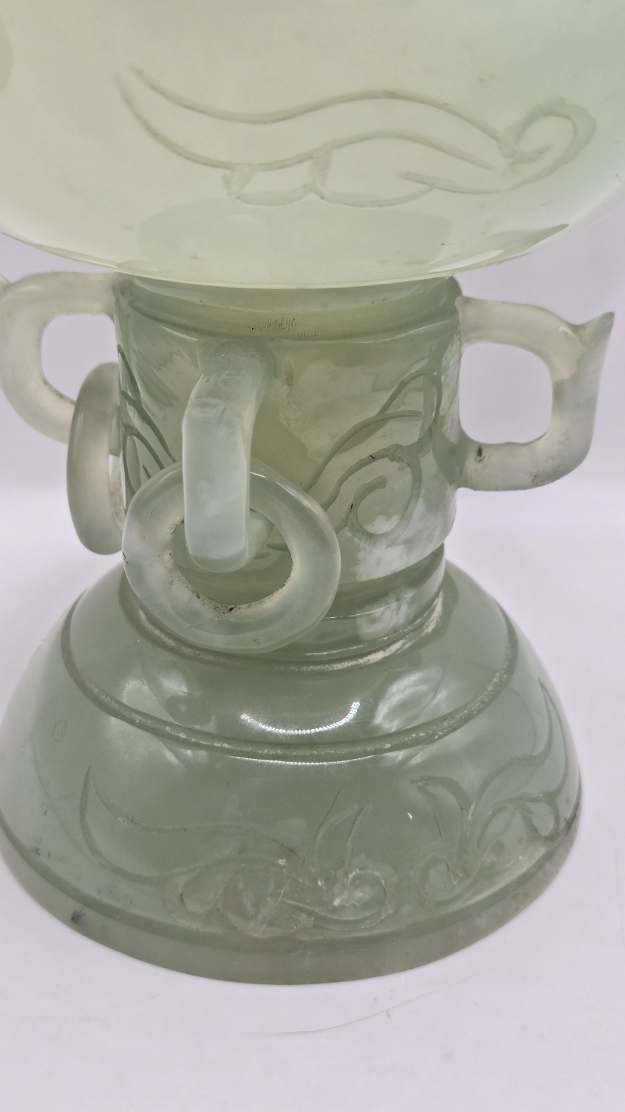 Vintage Chinese Jade Carved Foo Dog Incense Burner 8" x 7.5" READ FOR FAULTS