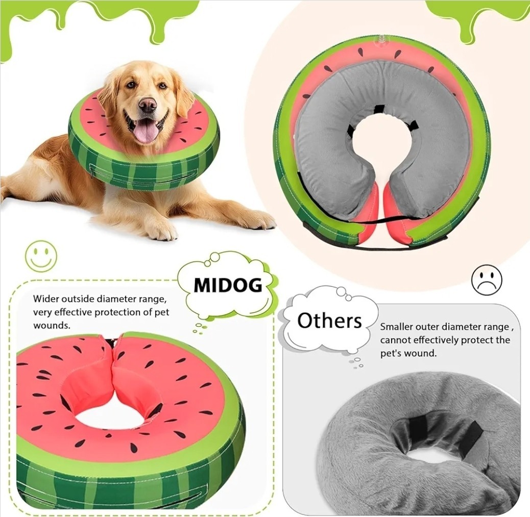 Soft Inflatable Dog Cone, Donut E-Collar Alternative for After Surgery size L