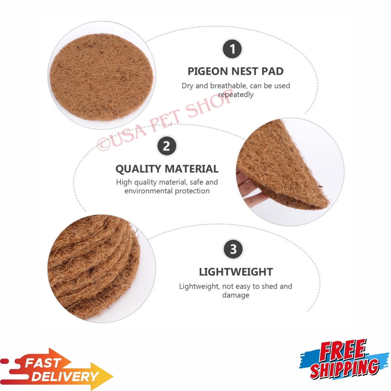 Nesting Pads Coconut Fiber Pigeon Nest Mat for Bird Breeding Nests