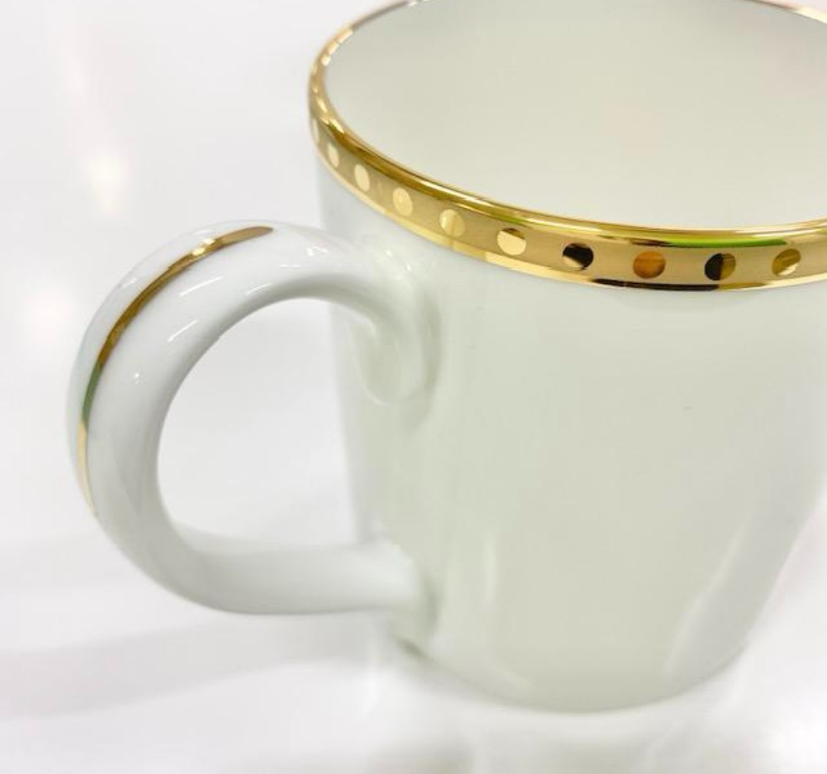 Tiffany & Co Gold Band Mug Cup 2 Pieces Pair Set With Box New