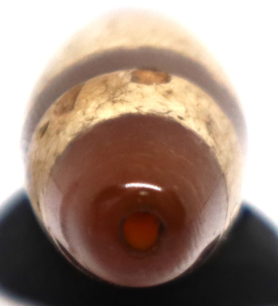 Rare Ancient Himalayan Tibetan Phum Dzi Amulet Etched Agate two stripes Amulet