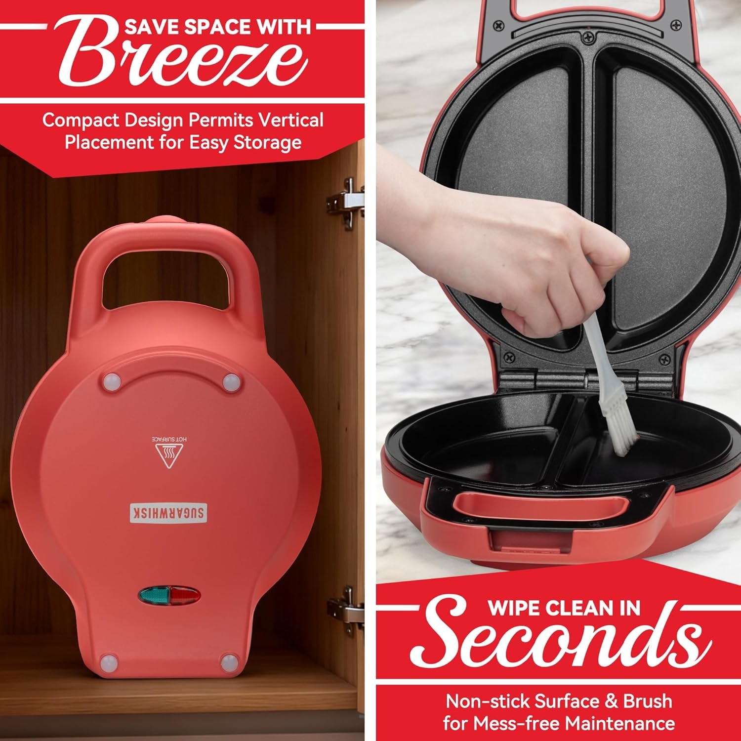 Flip Omelette Maker Electric, Omelette Pan Nonstick for 2 Individual 6.5" Omelet