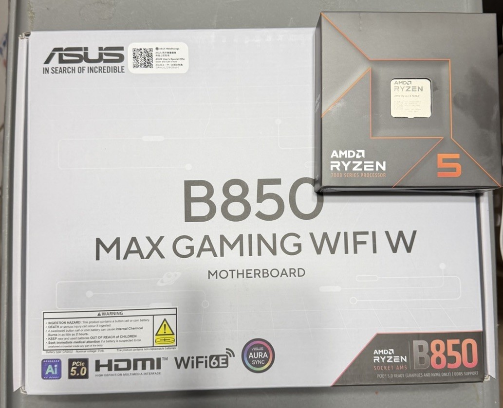 CPU + Motherboard Combo - AMD Ryzen™ 5 7600X + ASUS B850 MAX Gaming WiFi W