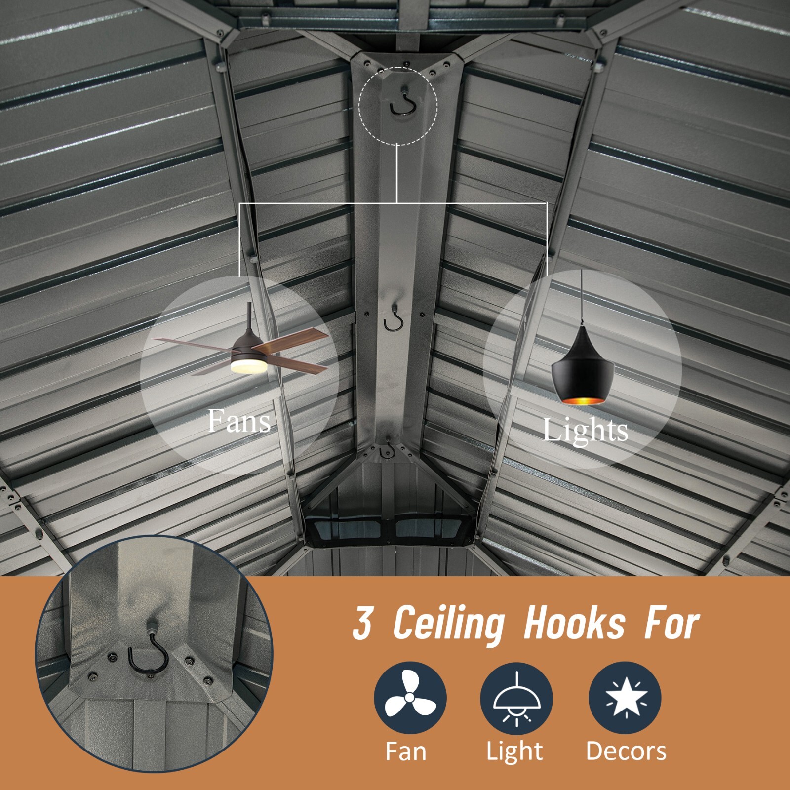 Domi 10’ x 12’ Hardtop Gazebo Outdoor Aluminum Gazebo w/Curtains and Net, Gray