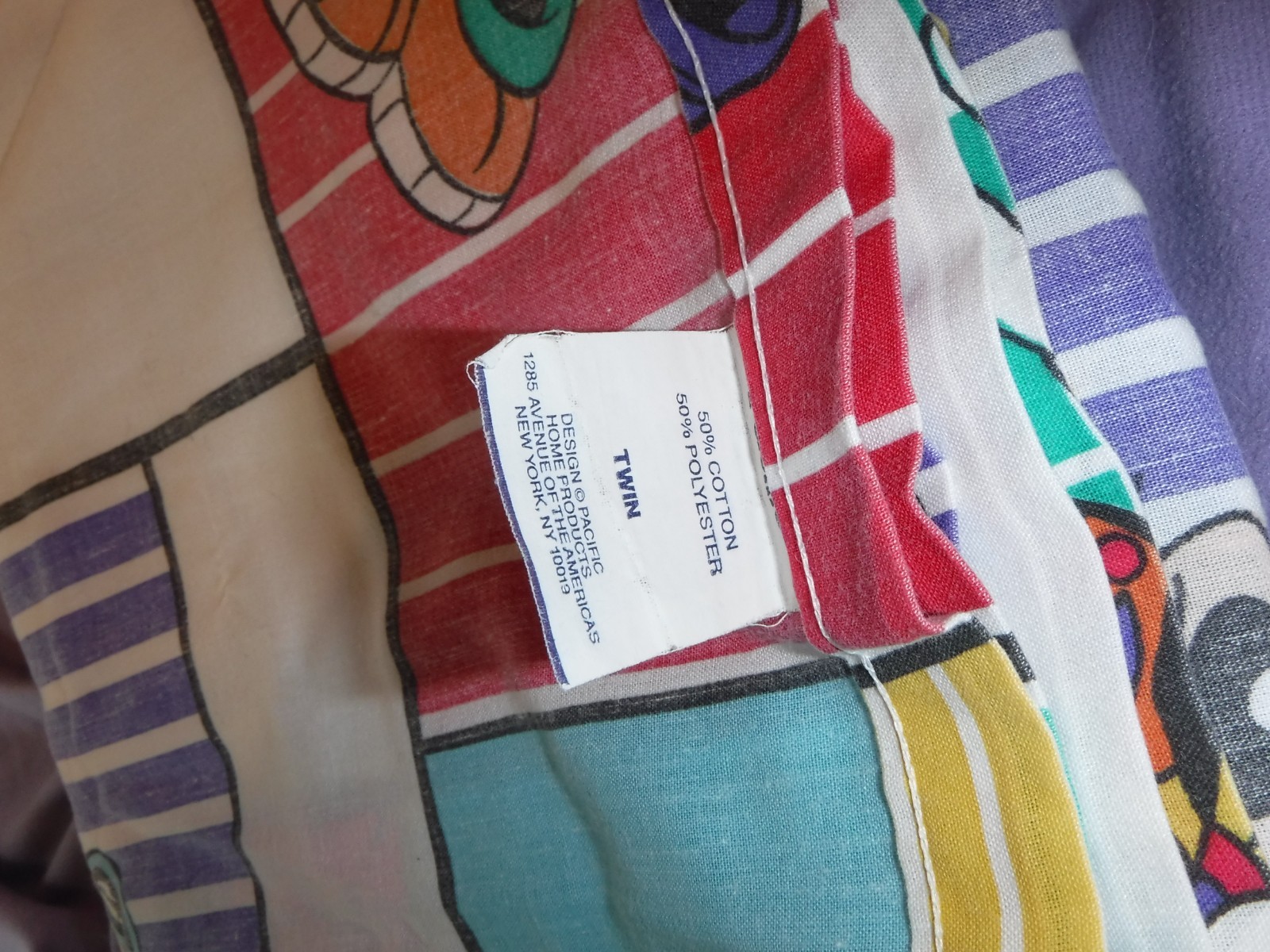 Vtg Disney Cool Mickey Mouse 90s Retro Colorblock Twin Flat Sheet Boombox Car