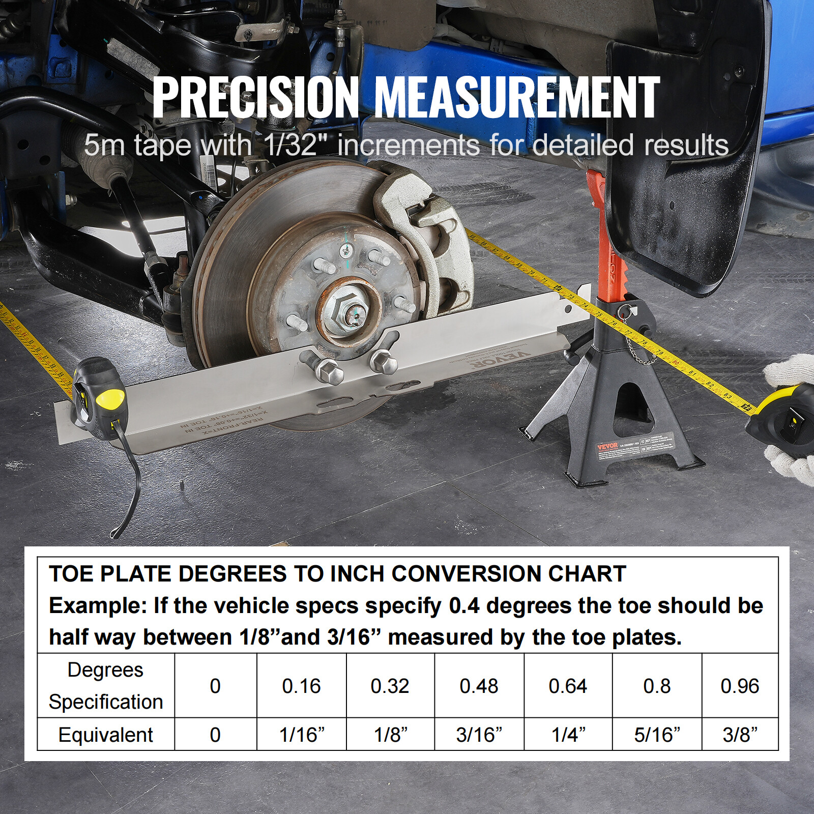 Wheel Alignment Tool Toe Plates Accurate Measurements with 2 Tape Measures