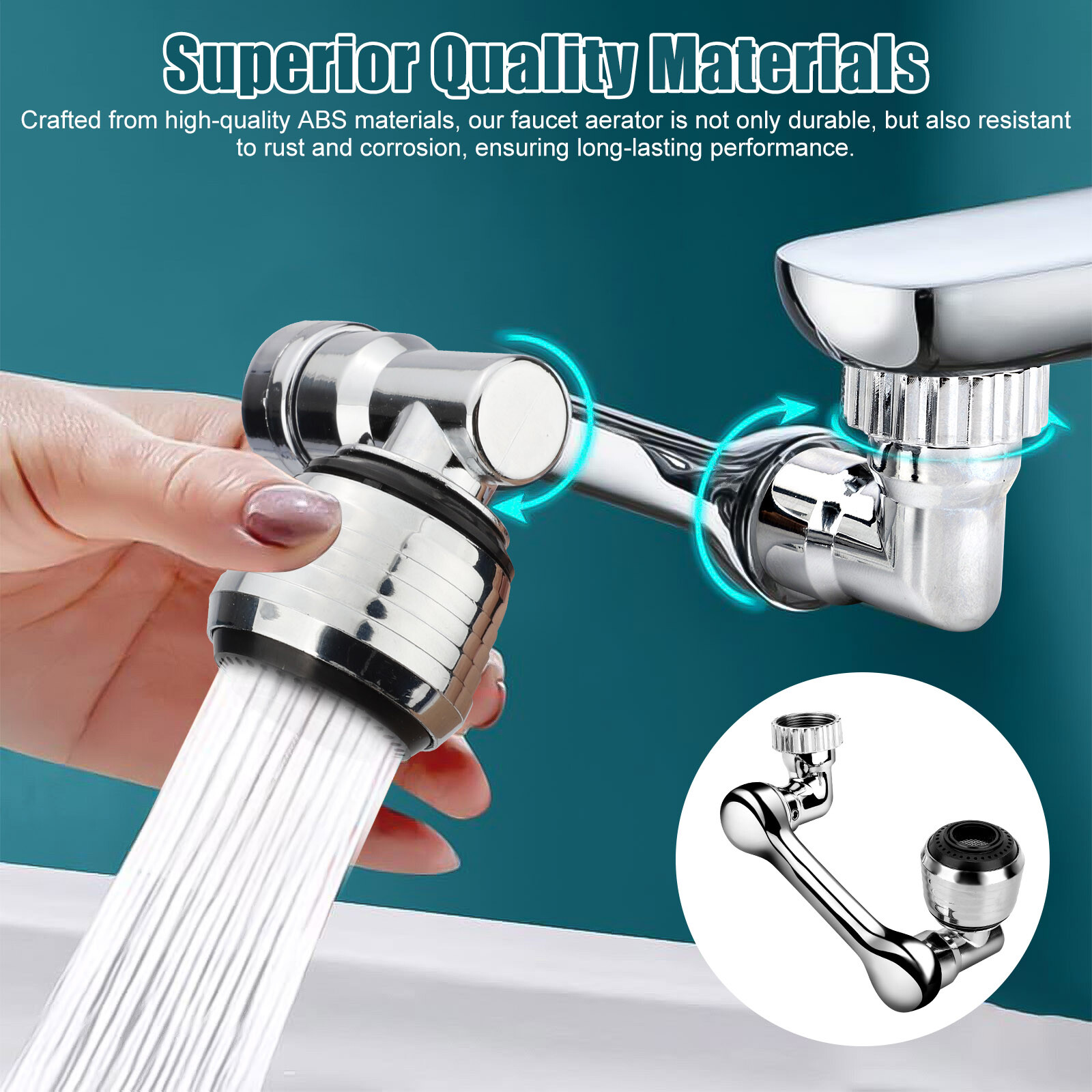 2 Pack Universal 1080° Swivel Extension Faucet Rotate Robotic Arm Tap Extenders