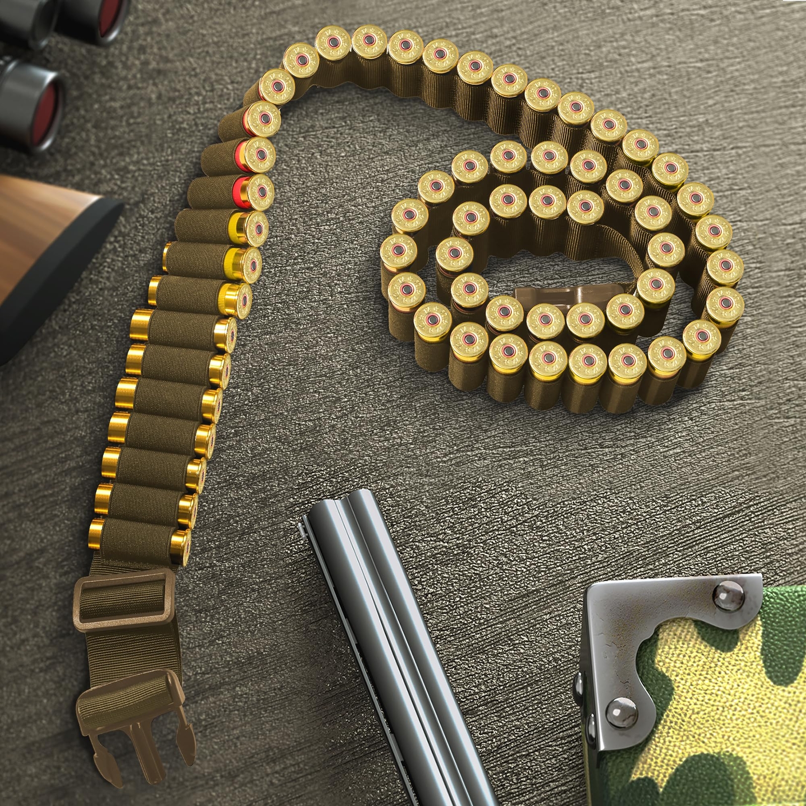 US Tactical 50 Rounds Shotgun 12/20GA Shell Bandolier Ammo Belts Holder Hunting