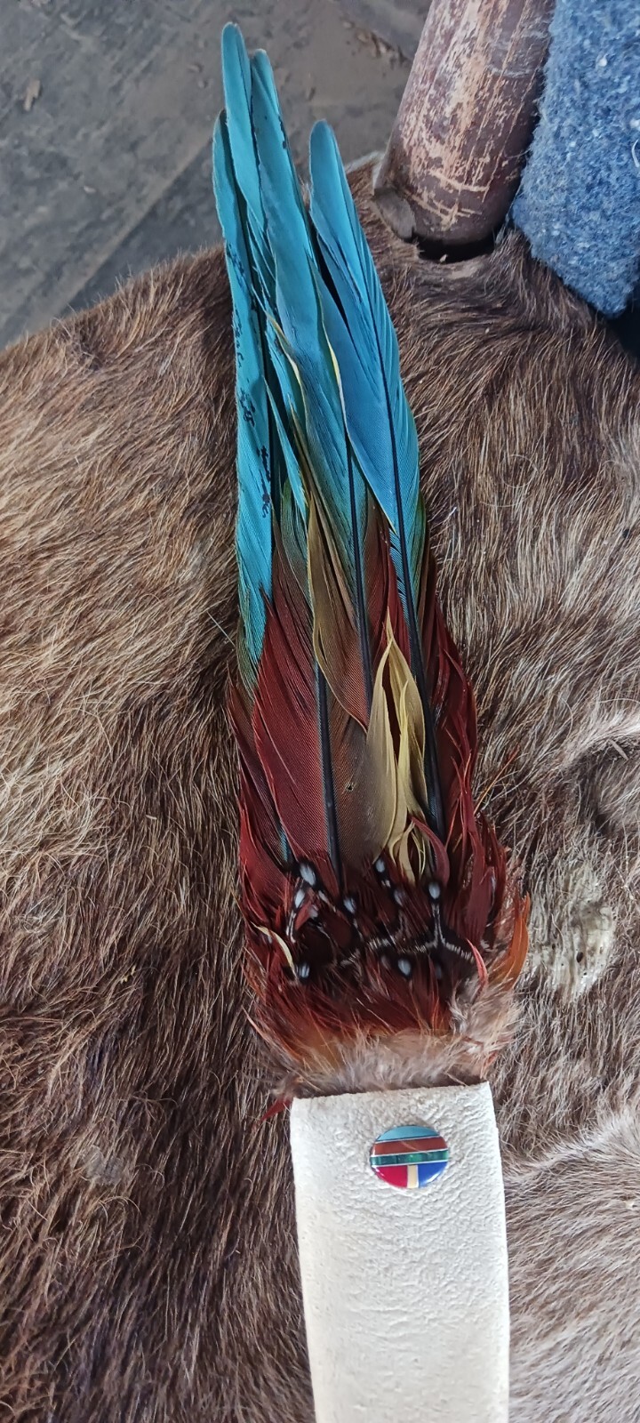 **AWESOME NATIVE AMERICAN CEREMONY SMUDGE PRAYER FAN MACAW 1970s NICE!**