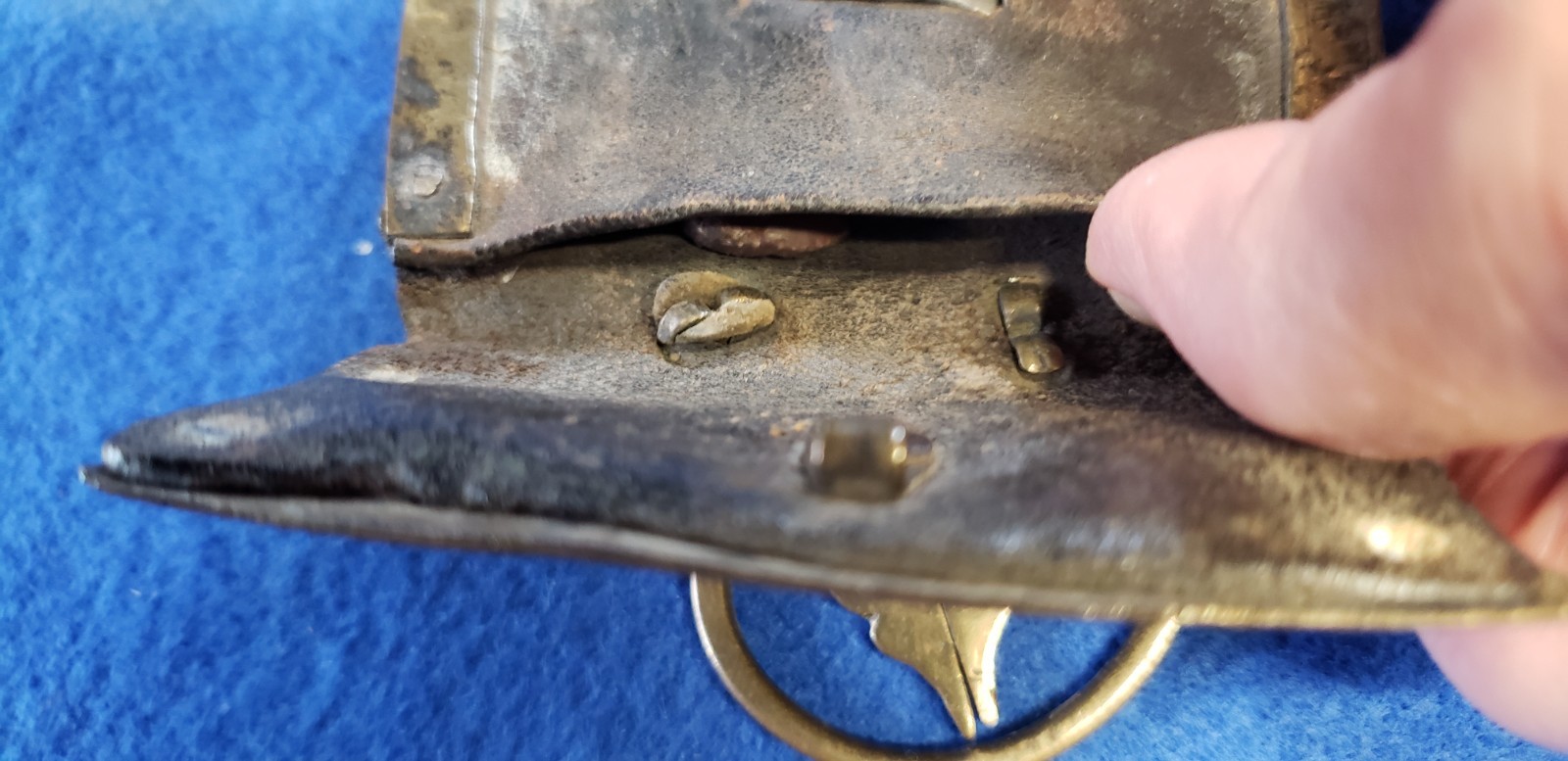 Antique Tibetan Fire, Flint Striker with Pouch Brass and Leather