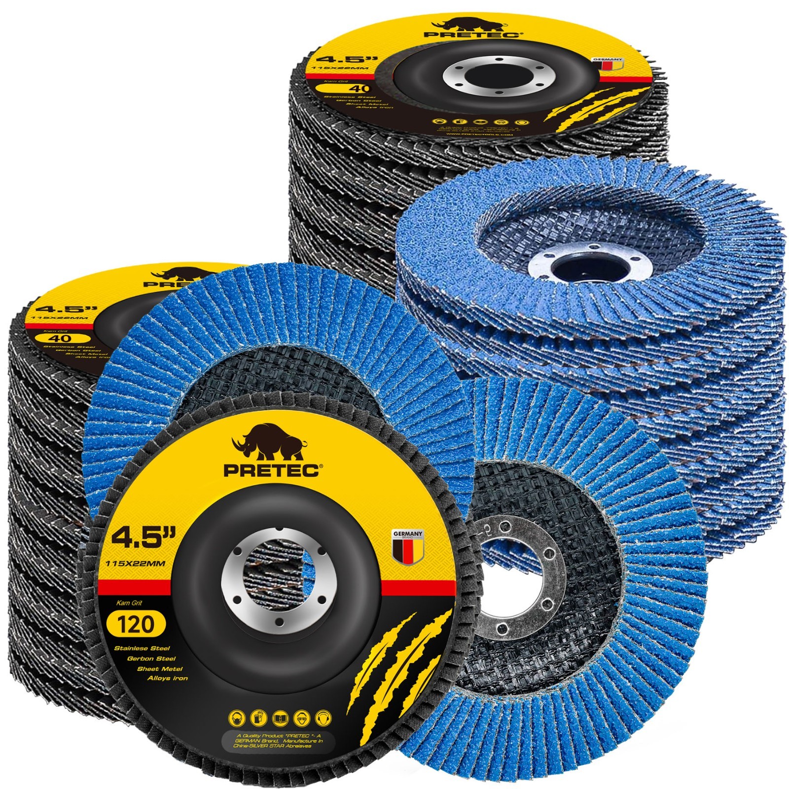 120PACK 4.5" Angle Grinder Flap Discs,120 Grit Zirconia Sanding Disc for Metal