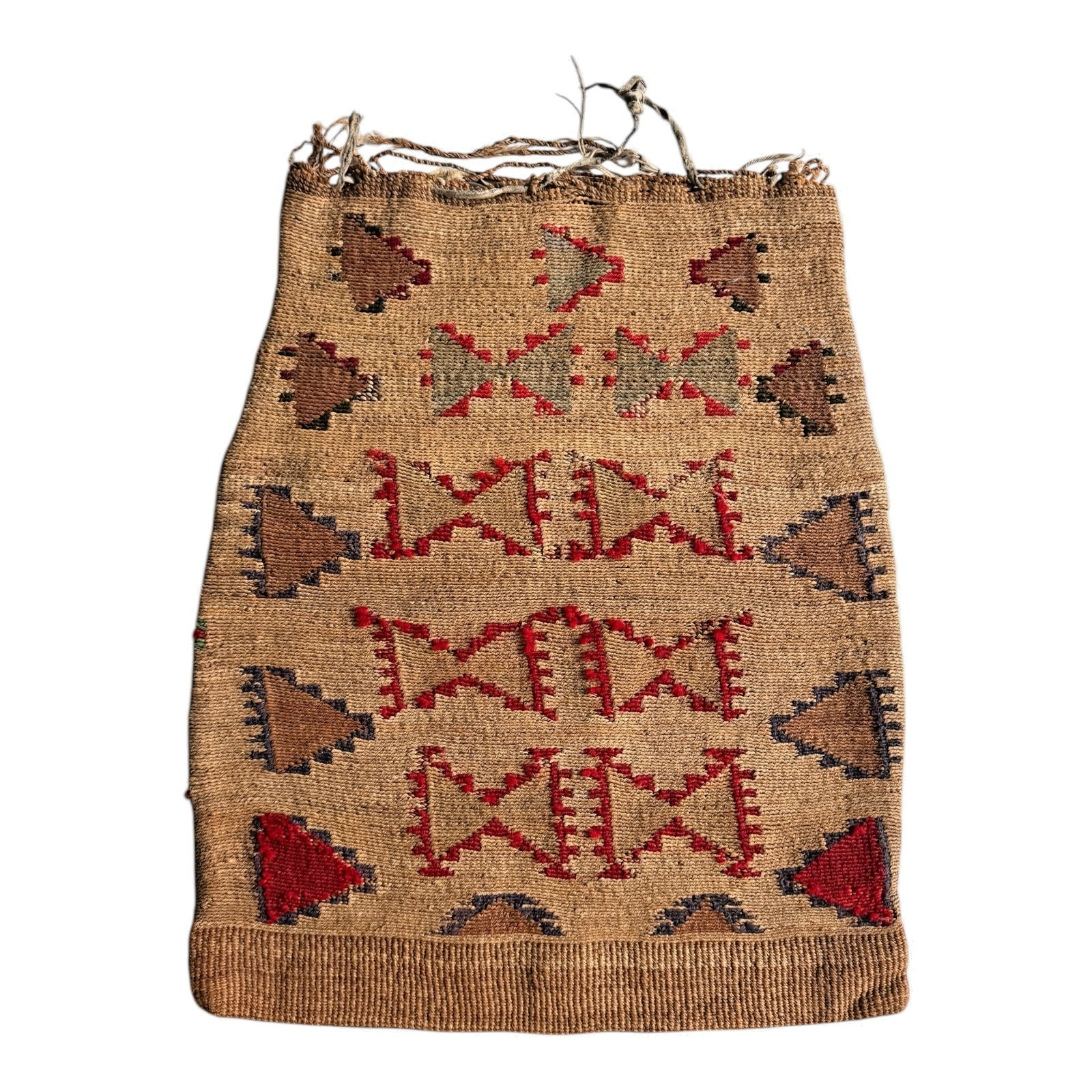 Antique Native American Plateau Nez Perce Double Sided Corn Husk Flat Bag