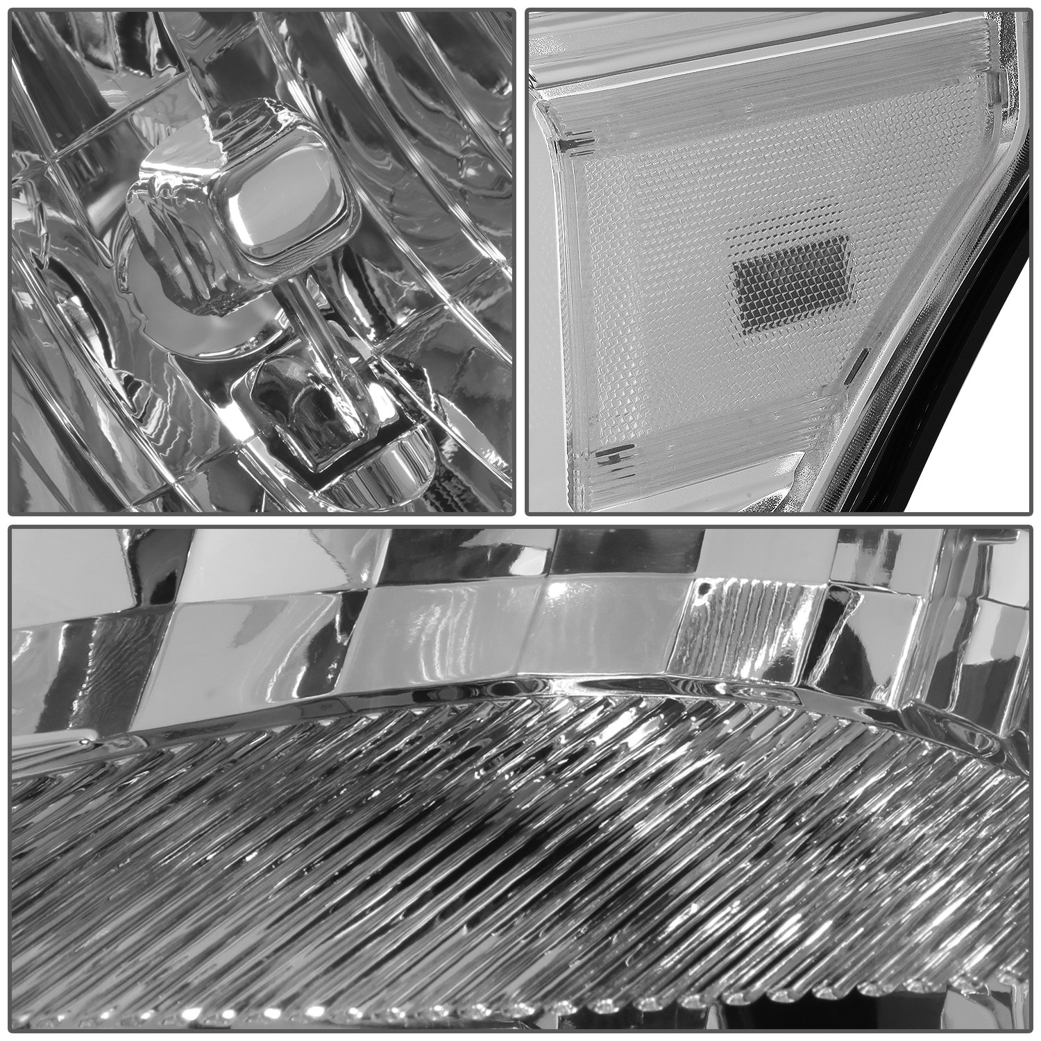 FOR 11-16 FORD F250 F350 SUPER DUTY CHROME HOUSING CLEAR CORNER HEADLIGHT LAMPS