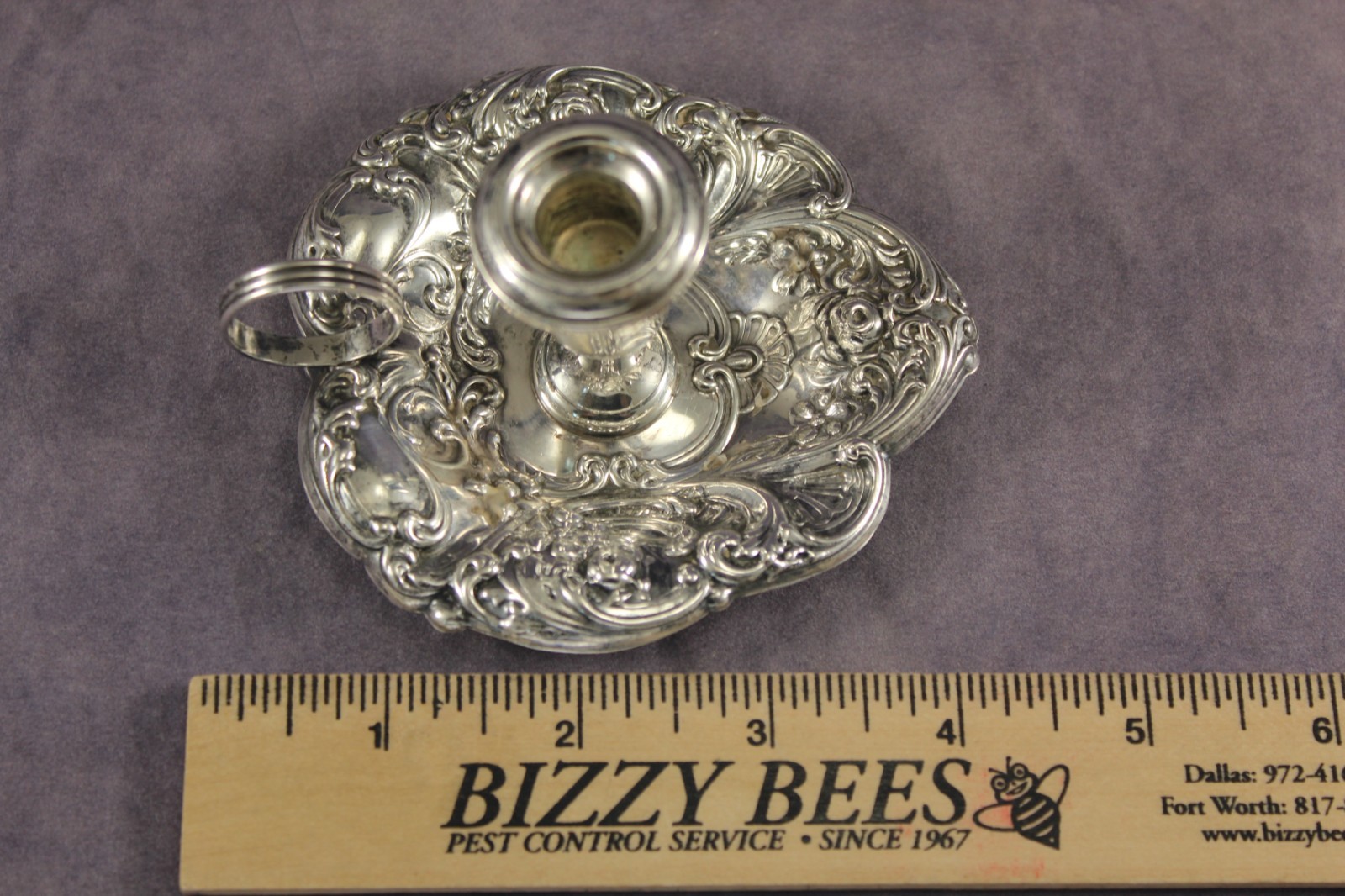 Vintage Gorham 4" Art Nouveau Sterling Silver Repousse Chamber Stick 45g No 324