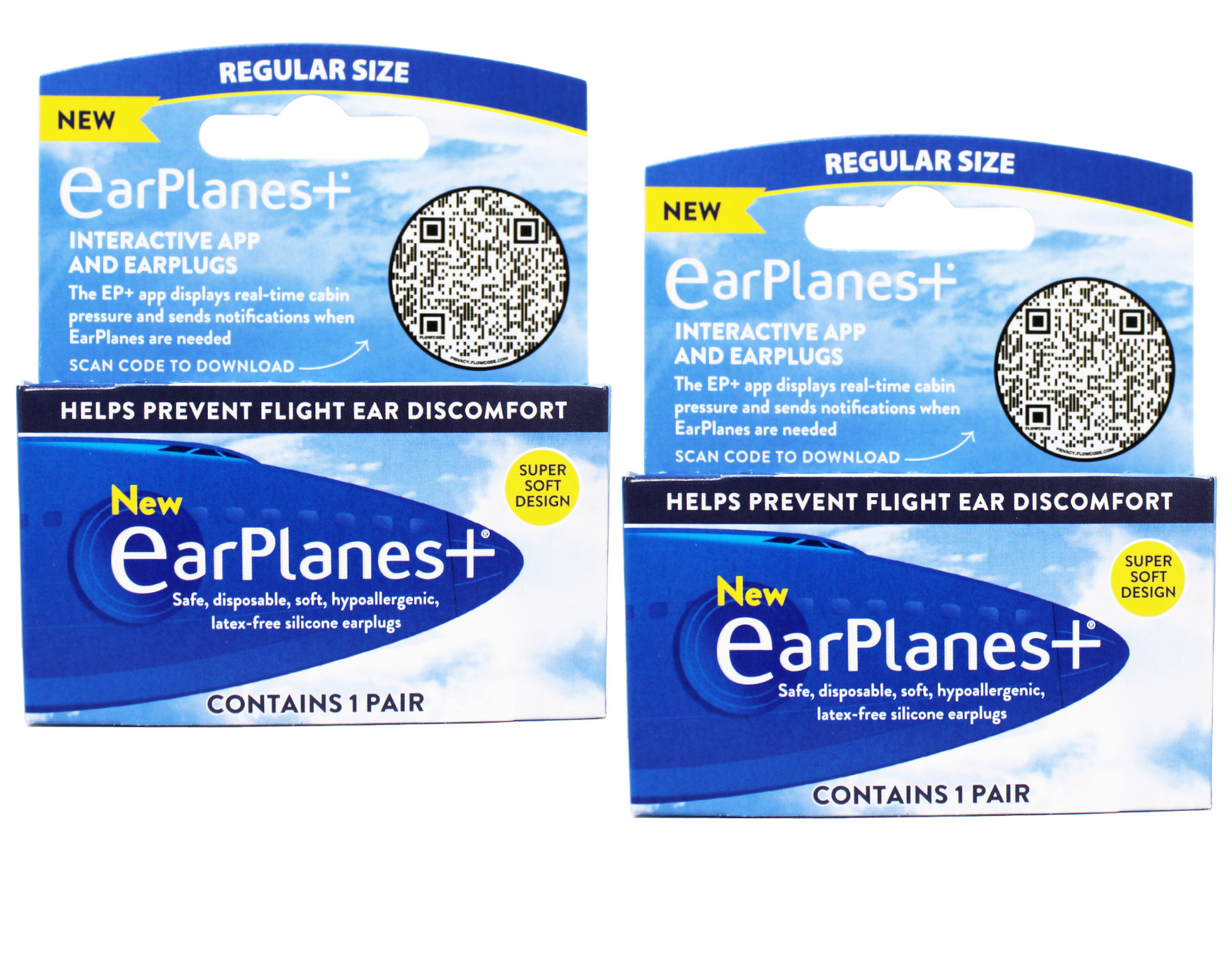 2 Pack - Earplanes Flight Ear Protection Earplugs - 1 Pair
