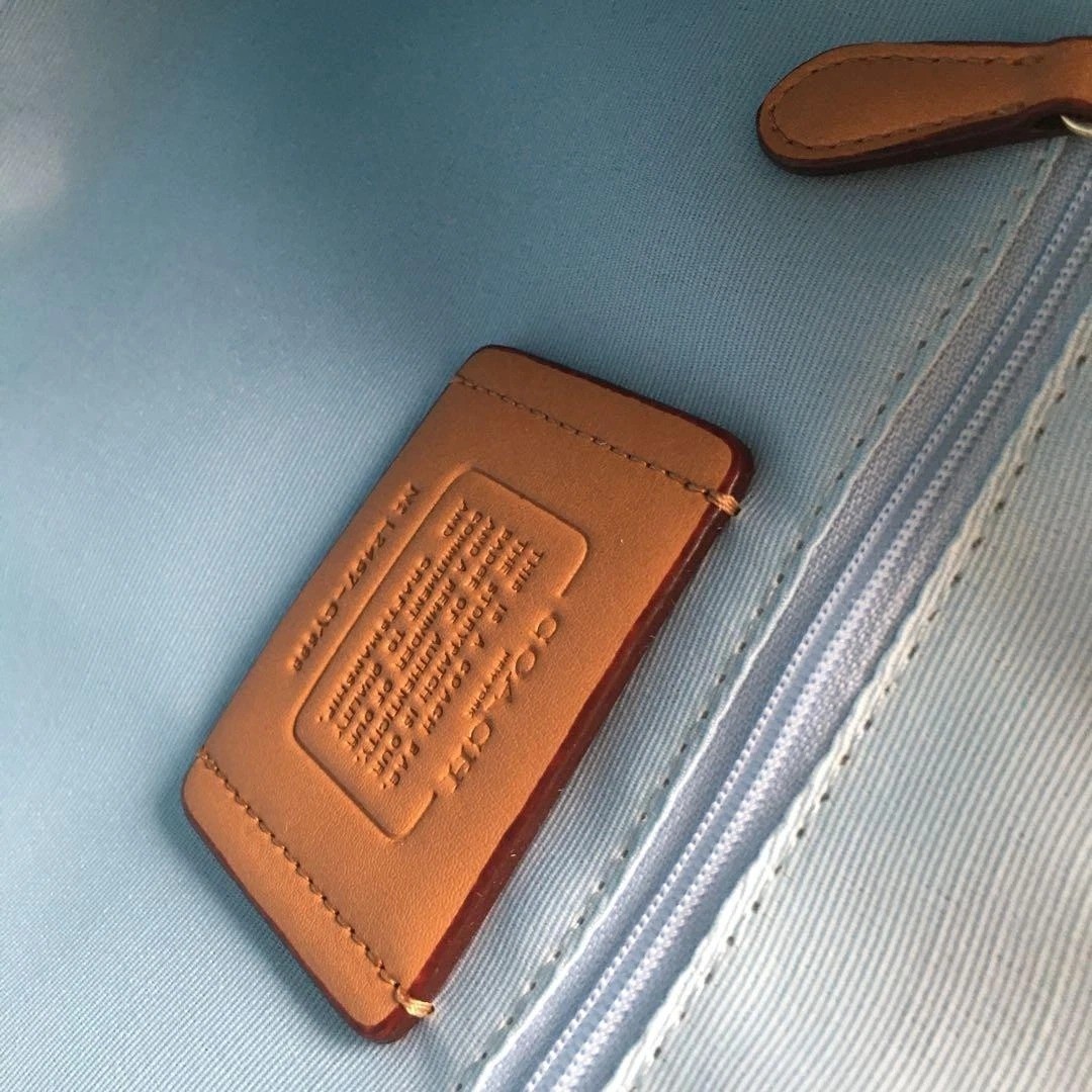 COACH CY699 Rowan Large Satchel Bag Signature Canvas Blue Brown Outlet New