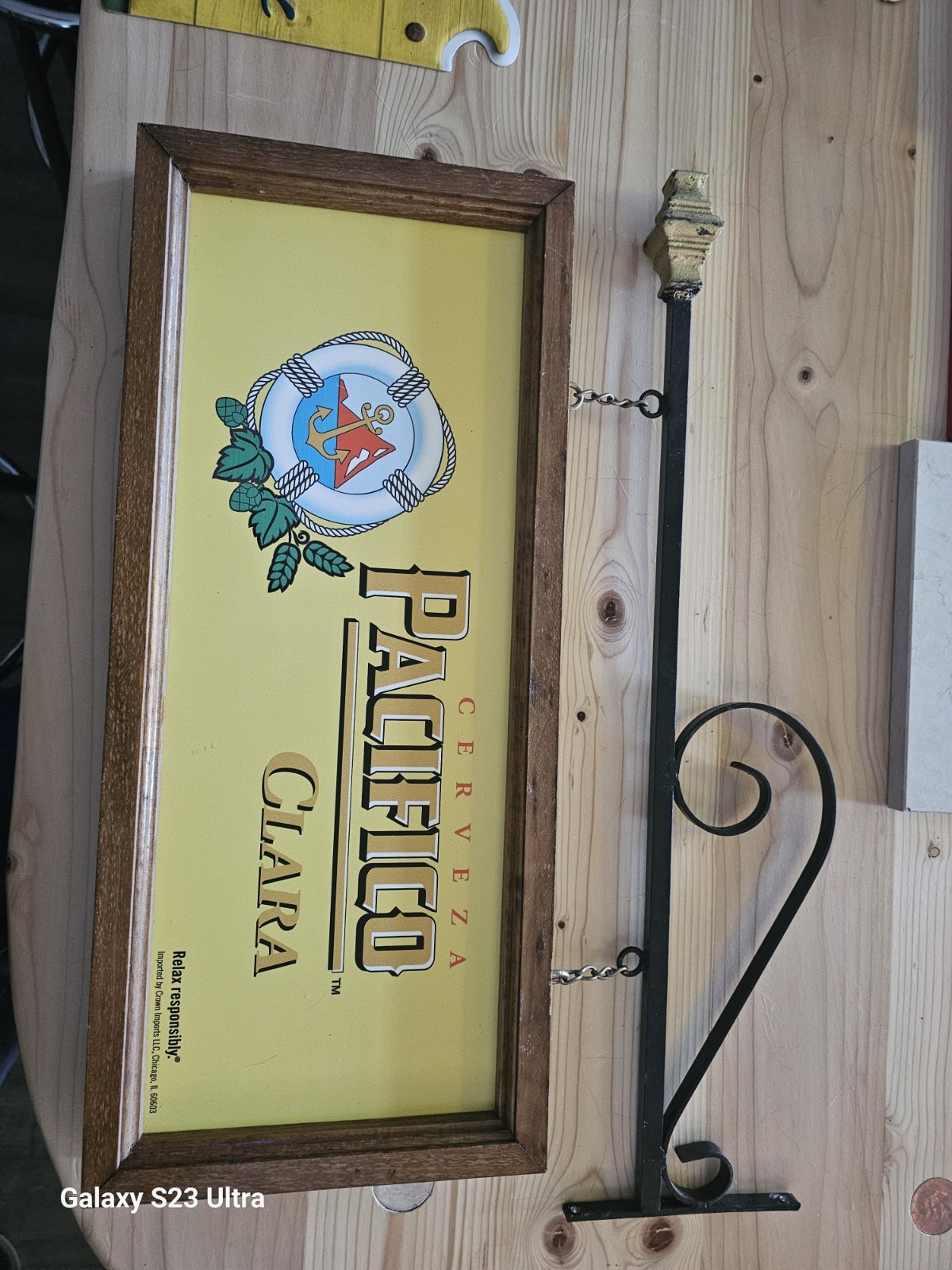 Double Sided Pacifico Cerveza Beer Sign With Hanging Bracket