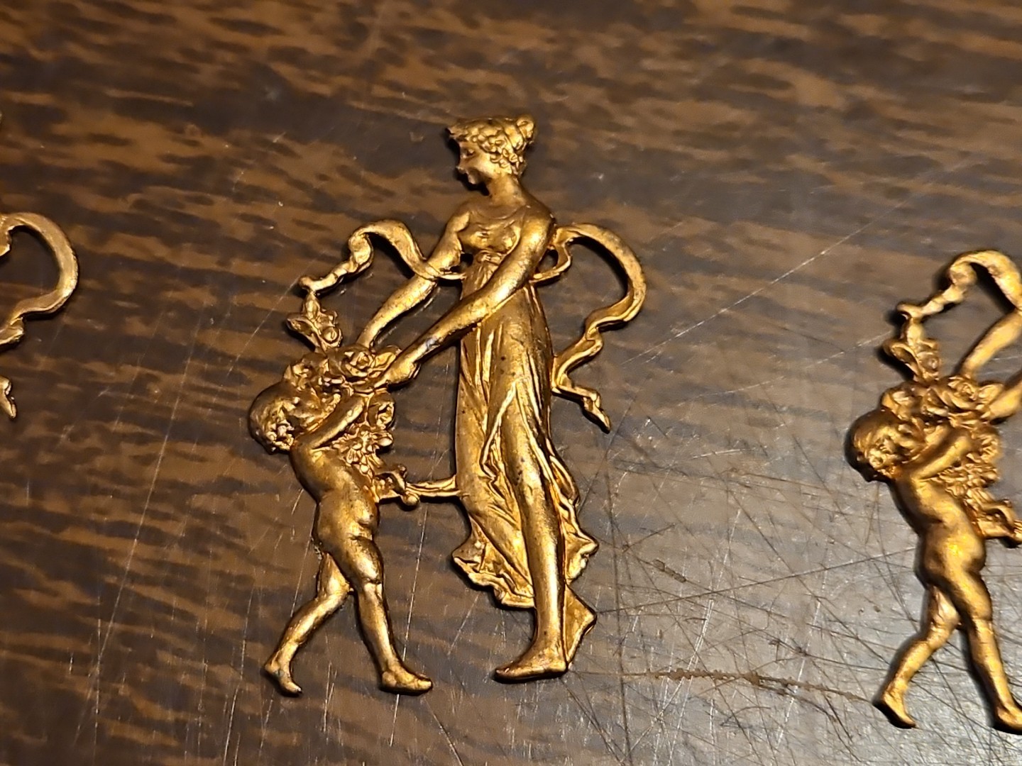 Lot Of 10 Angels Dancing France Vintage 60s Brass Stampings Findings Jewelry