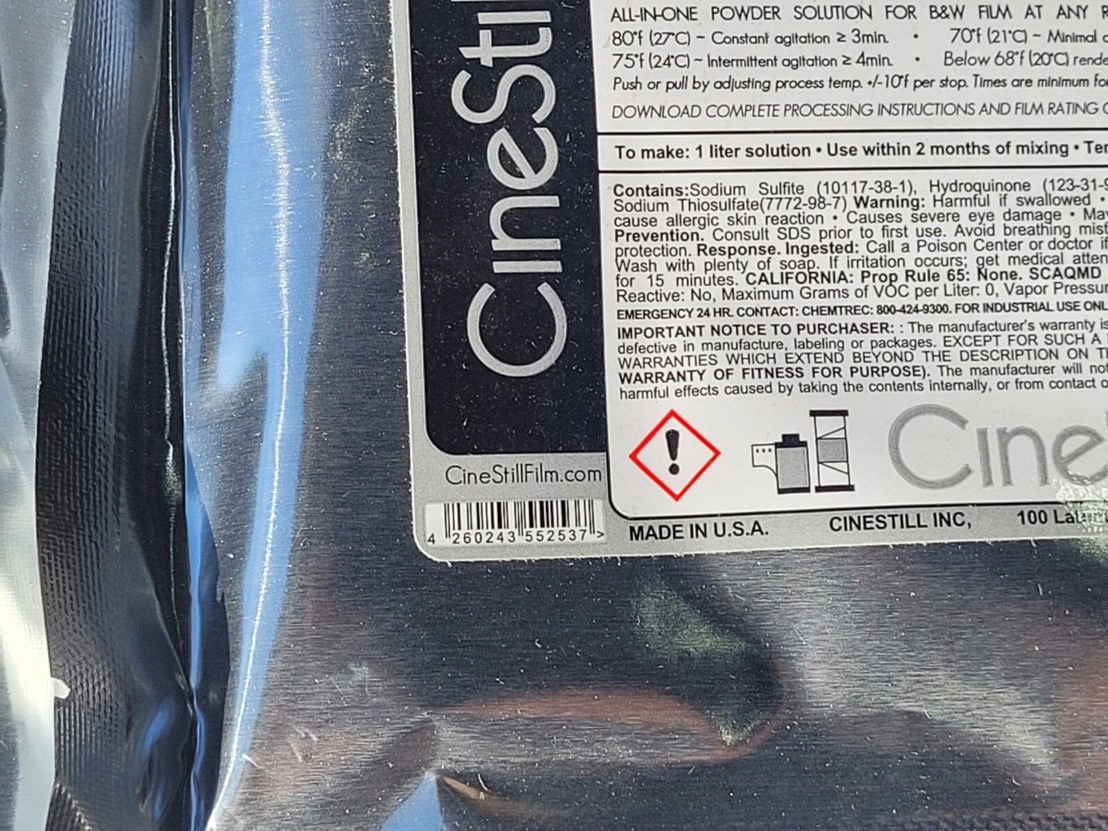 CineStill Df96 Monobath for B&W Film - 1 Liter QTY 2