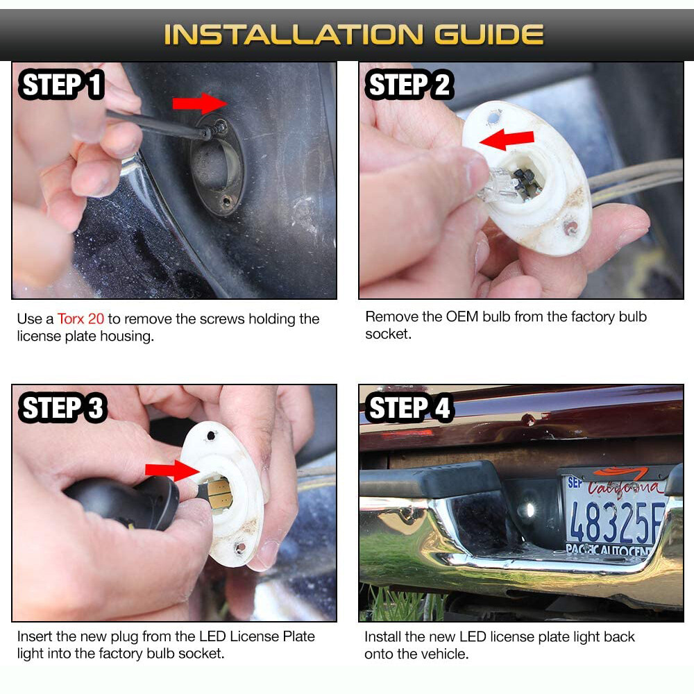 White LED Rear License Plate Lamp Light for 1994-2001 Dodge RAM 1500 2500 3500