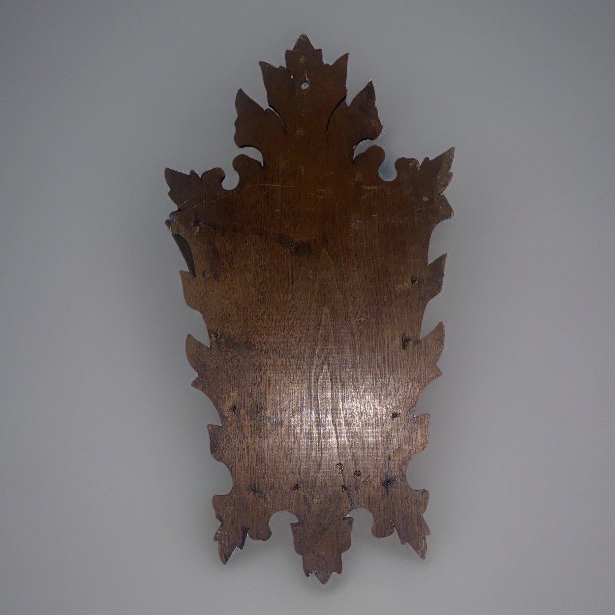 Antique Victorian Walnut Wall pocket Magazine Newspaper Rack Holder Spaniel Dog