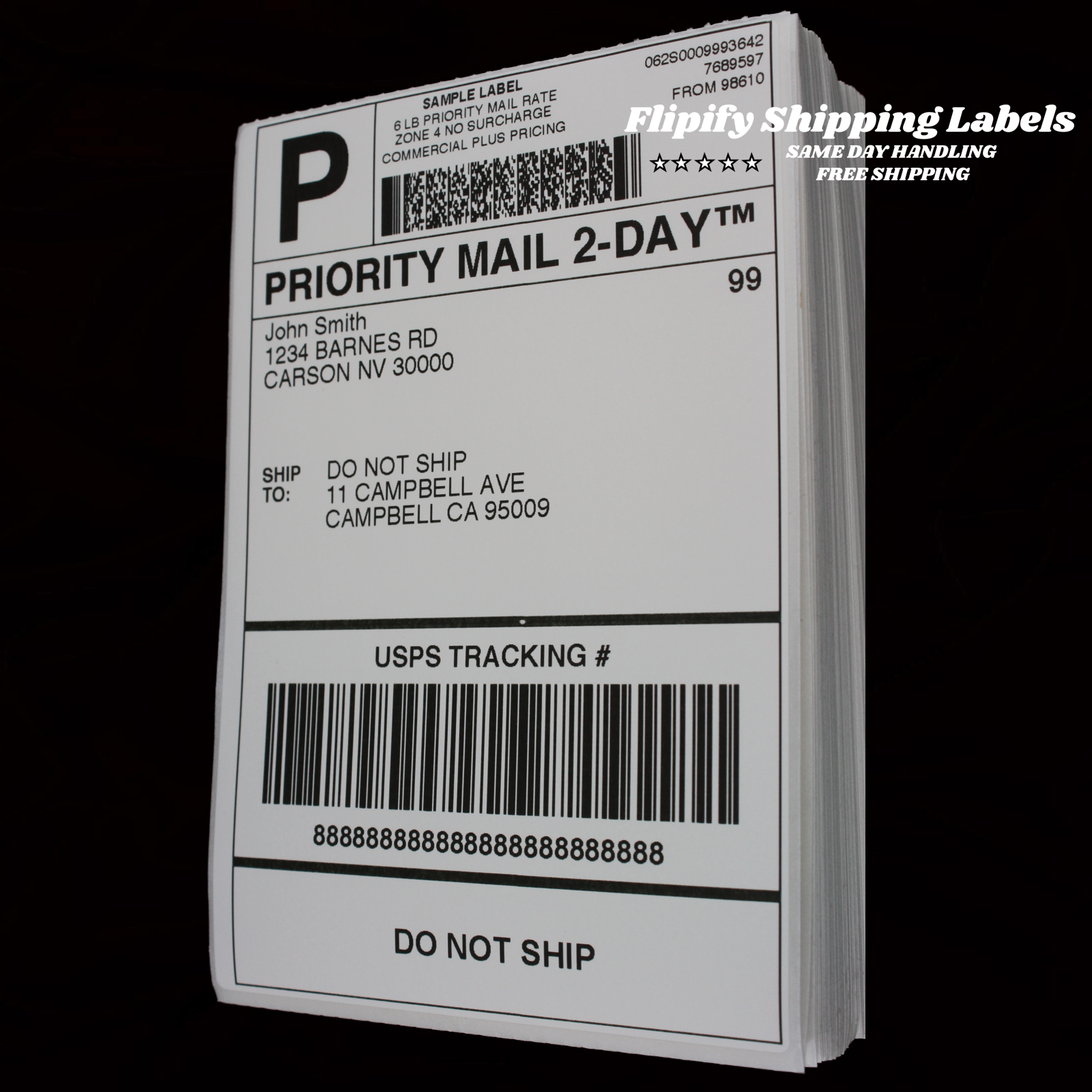 500 4x6 Fanfold Direct Thermal Shipping Labels for Zebra & Rollo Printers