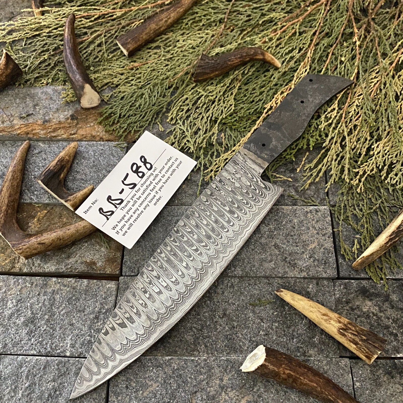 12”CUSTOM HAND FORGED Damascus Steel Chef knife Blank Blade Knife Making Supply