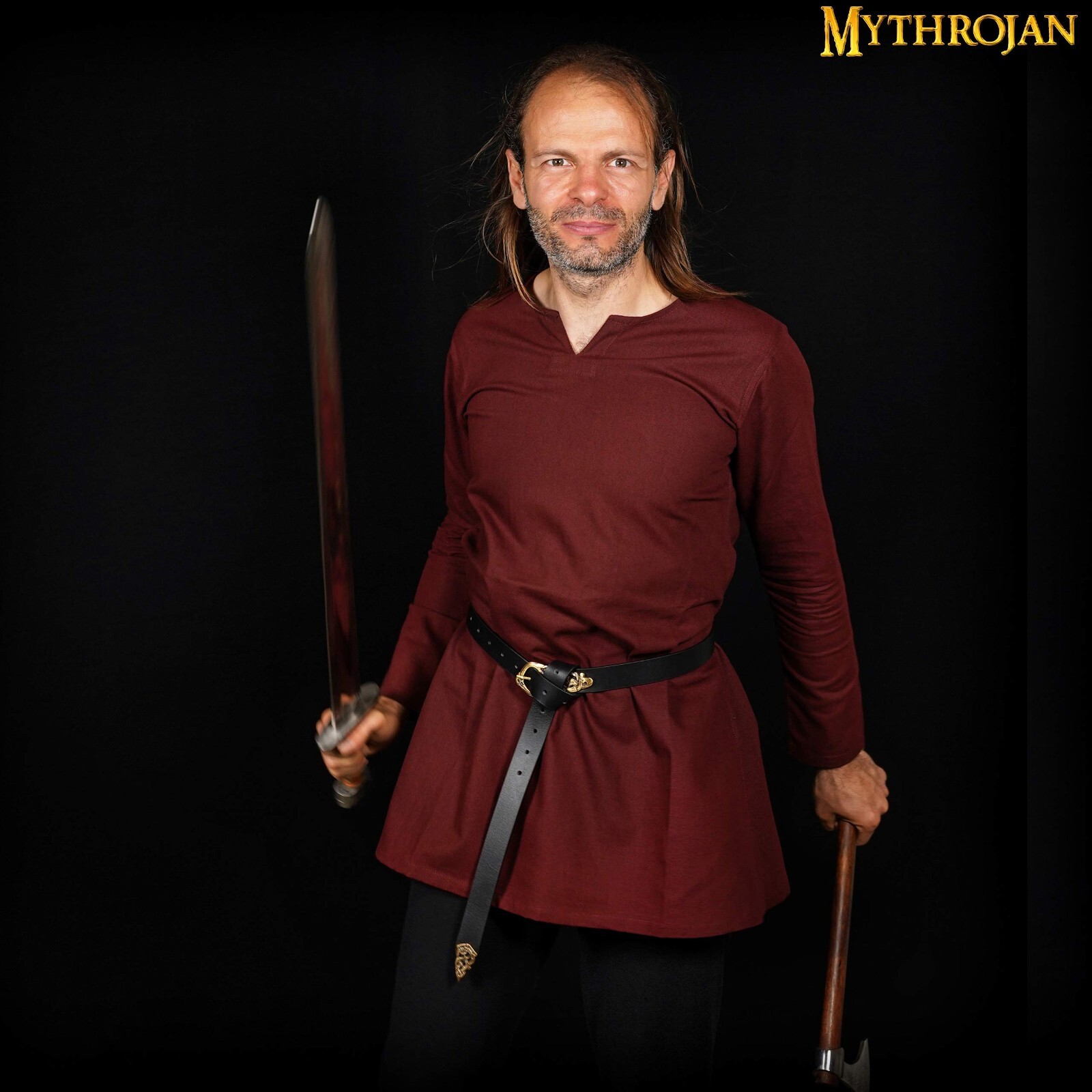 Viking Tunic Renaissance SCA Larp Cosplay Costume Medieval Inspired Shirt Brown