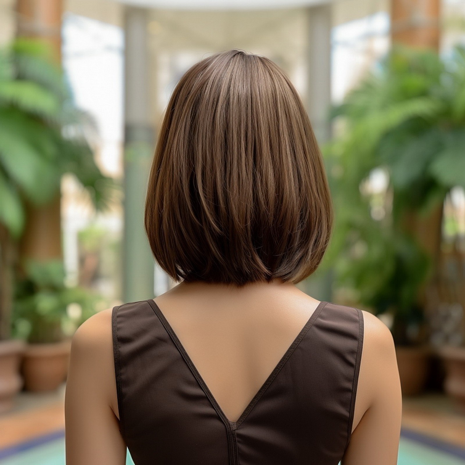 New Synthetic Brunette Wig for Girl|Shoulder Length Brown Wig for Daily Use US