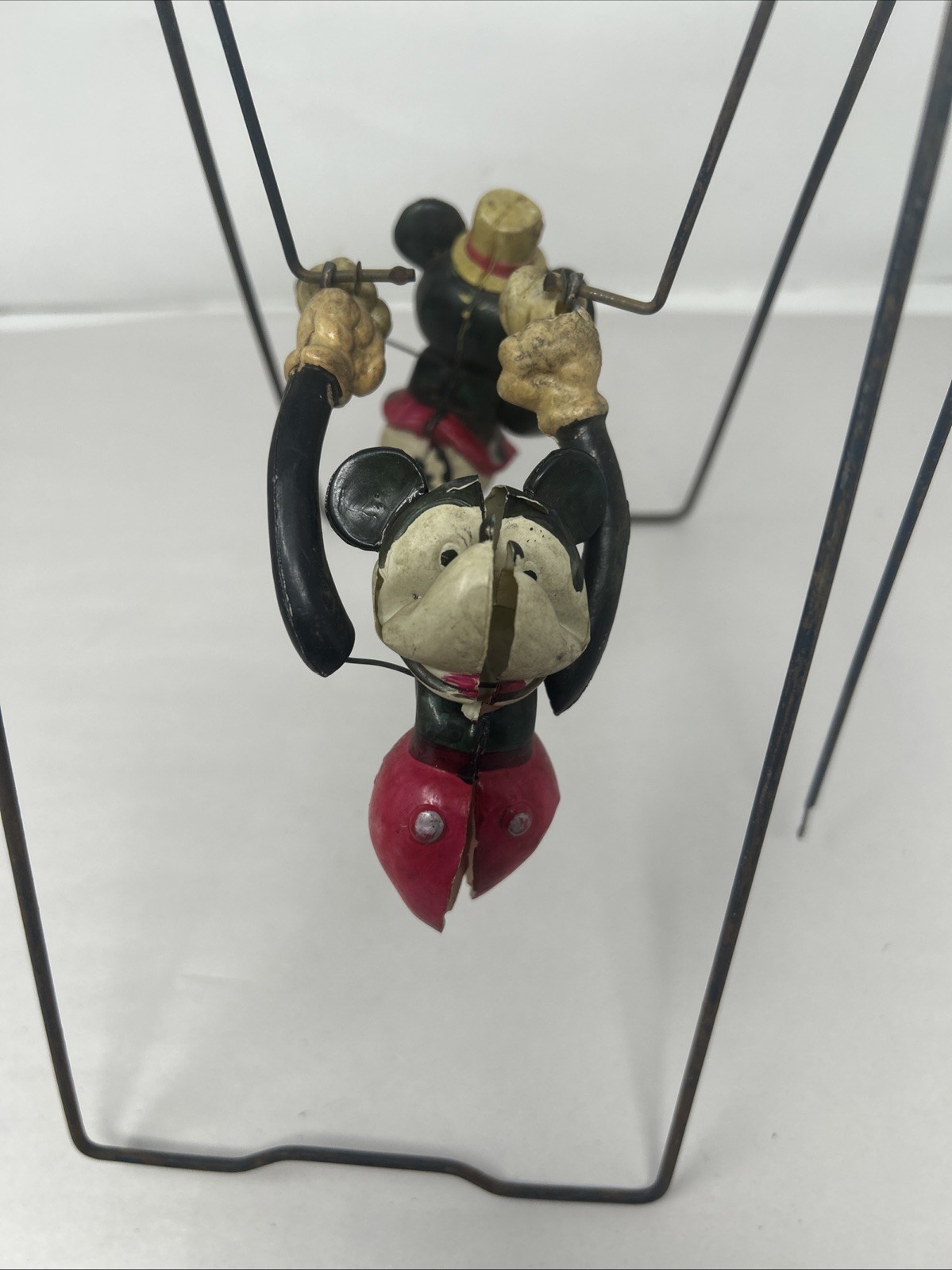 Celluloid Mickey & Minnie Mouse Acrobats Wind Up Toy Vintage Rare Read 1930s